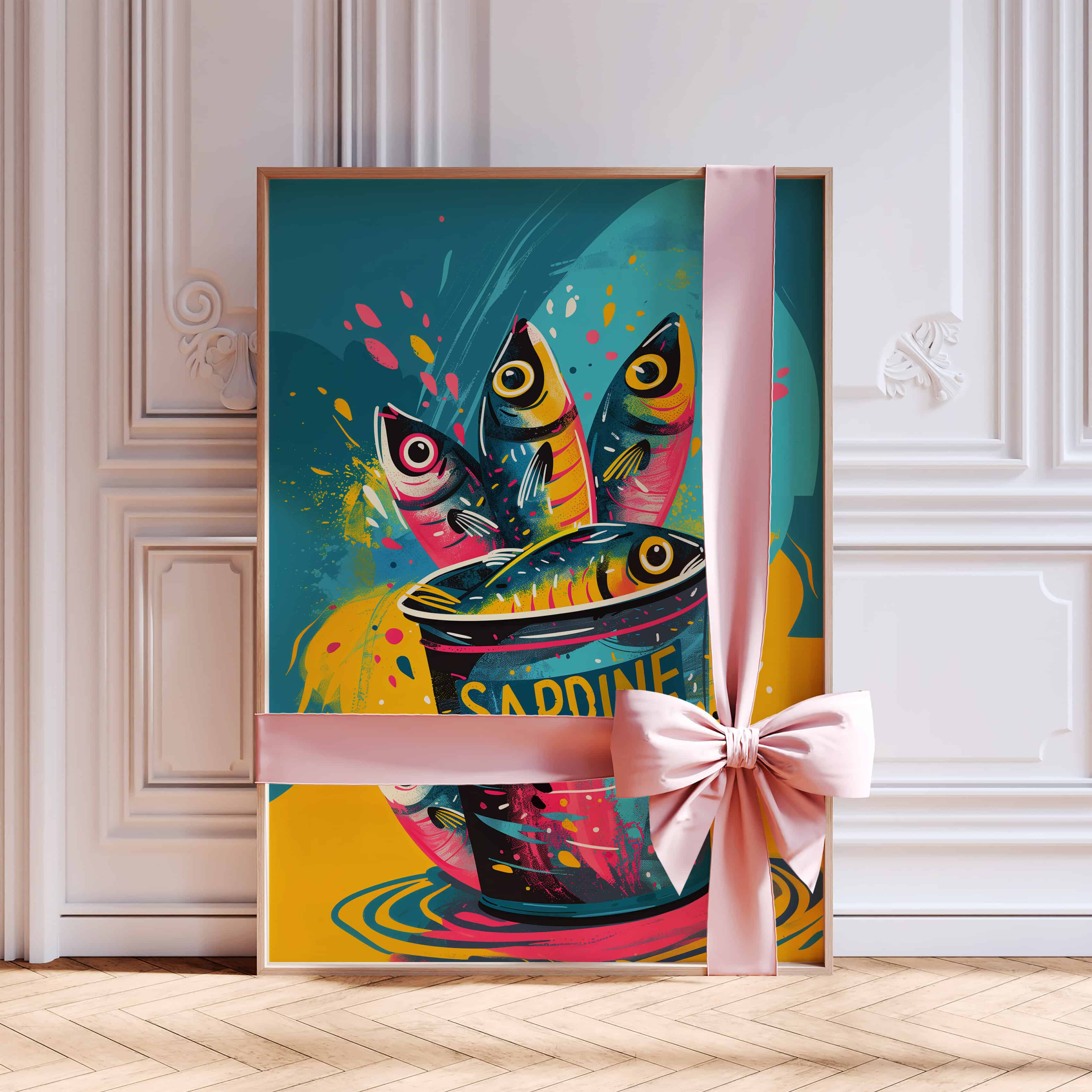 Colorful Sardine Pop Art Print, Dopamine Decor Wall Poster for Maximalist Kitchen, Café or Coastal Dining Room, Bold Graphic Food Illustration - photo #7