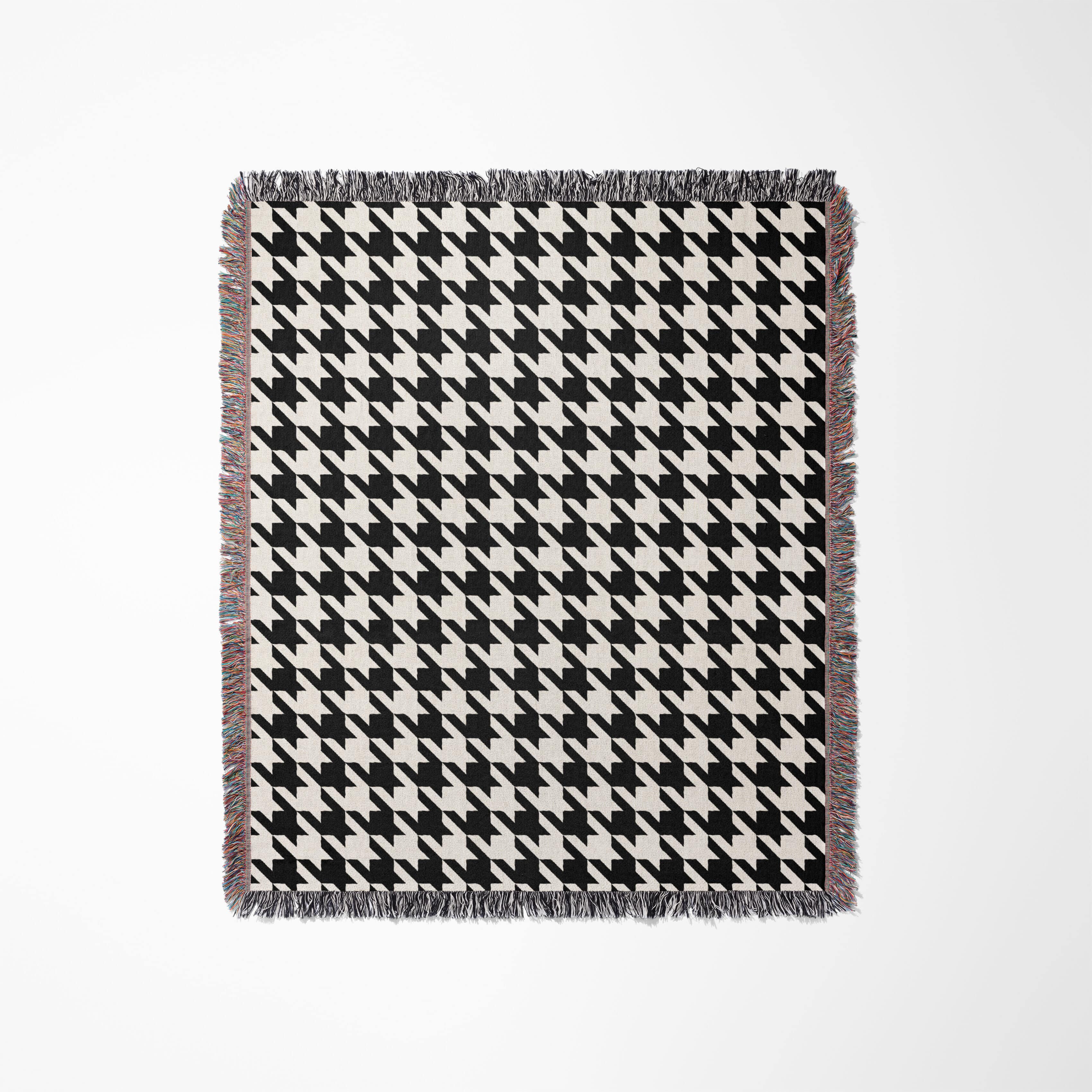 Black and Cream Houndstooth 100% Cotton Blanket, Contemporary Jacquard Woven Throw for Minimalist or Maximalist Interiors - photo #1
