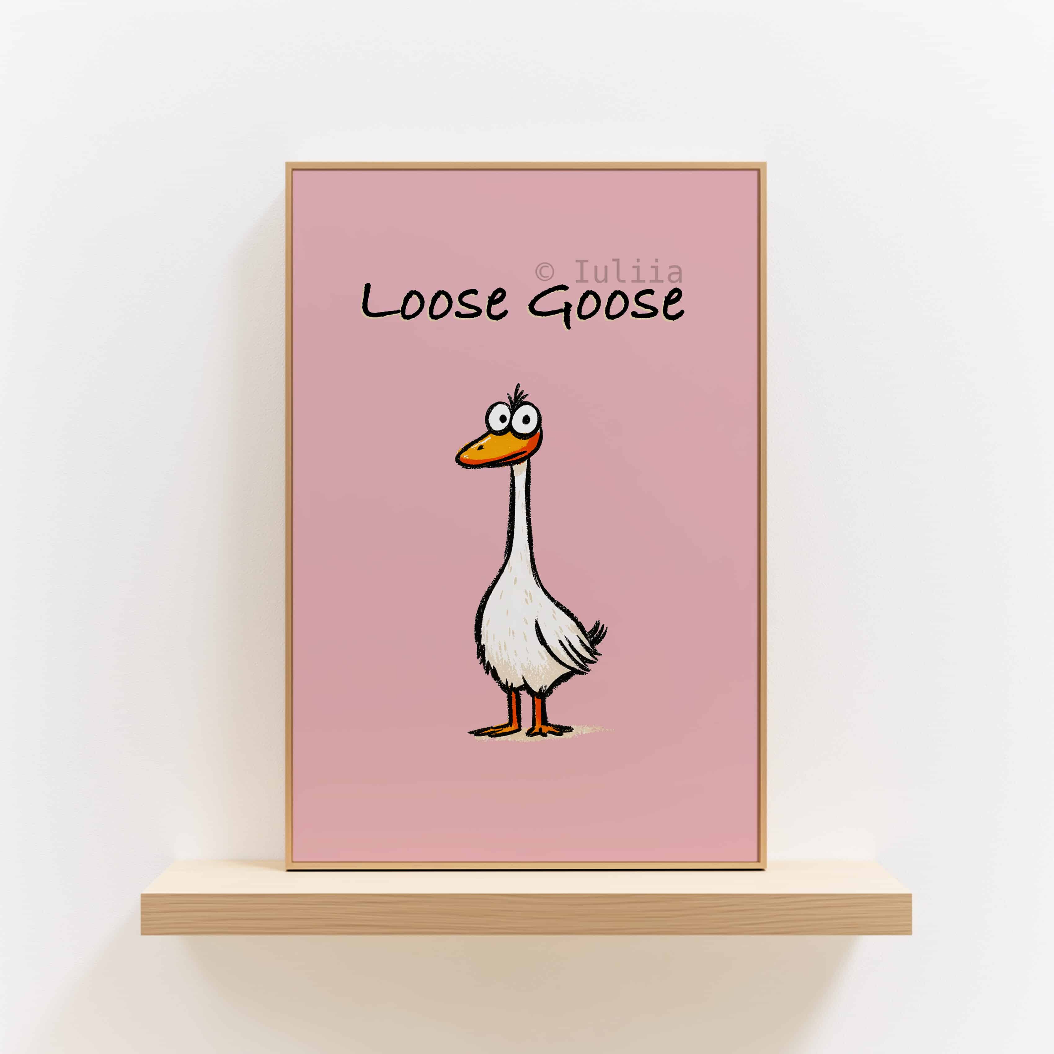 Loose Goose Wall Art Print, Funny Blush Pink Poster for Kitchen, Playroom or Kids Room, Whimsical Animal Decor for Dopamine and Trendy Interiors - photo #2