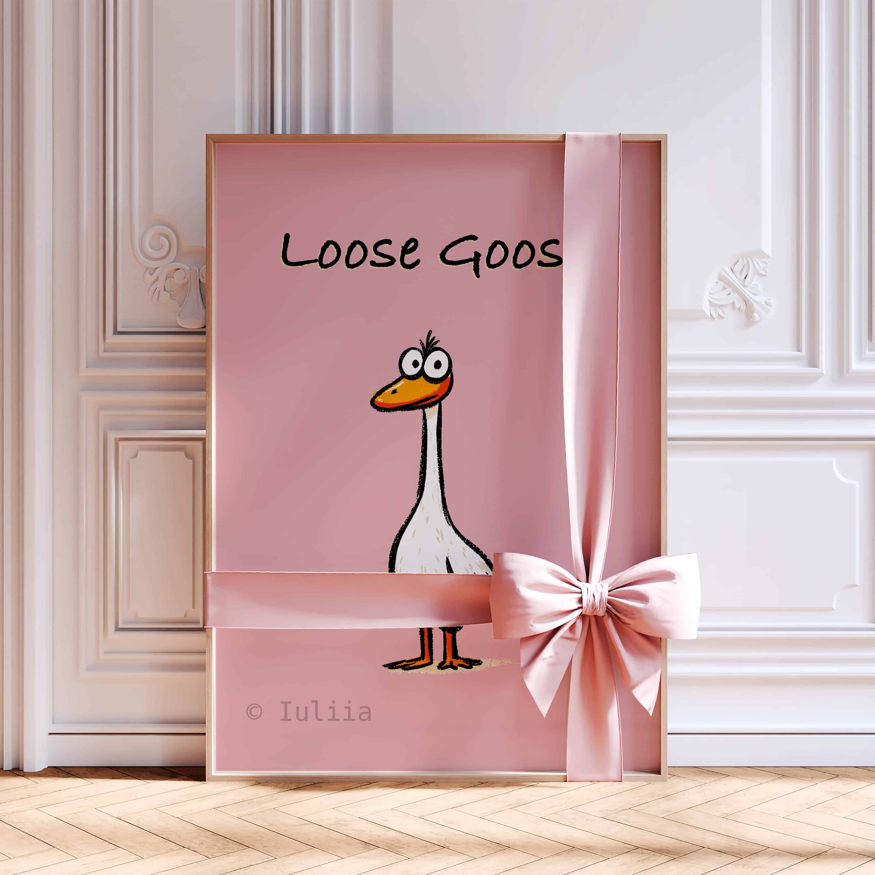 Loose Goose Wall Art Print, Funny Blush Pink Poster for Kitchen, Playroom or Kids Room, Whimsical Animal Decor for Dopamine and Trendy Interiors - photo #8