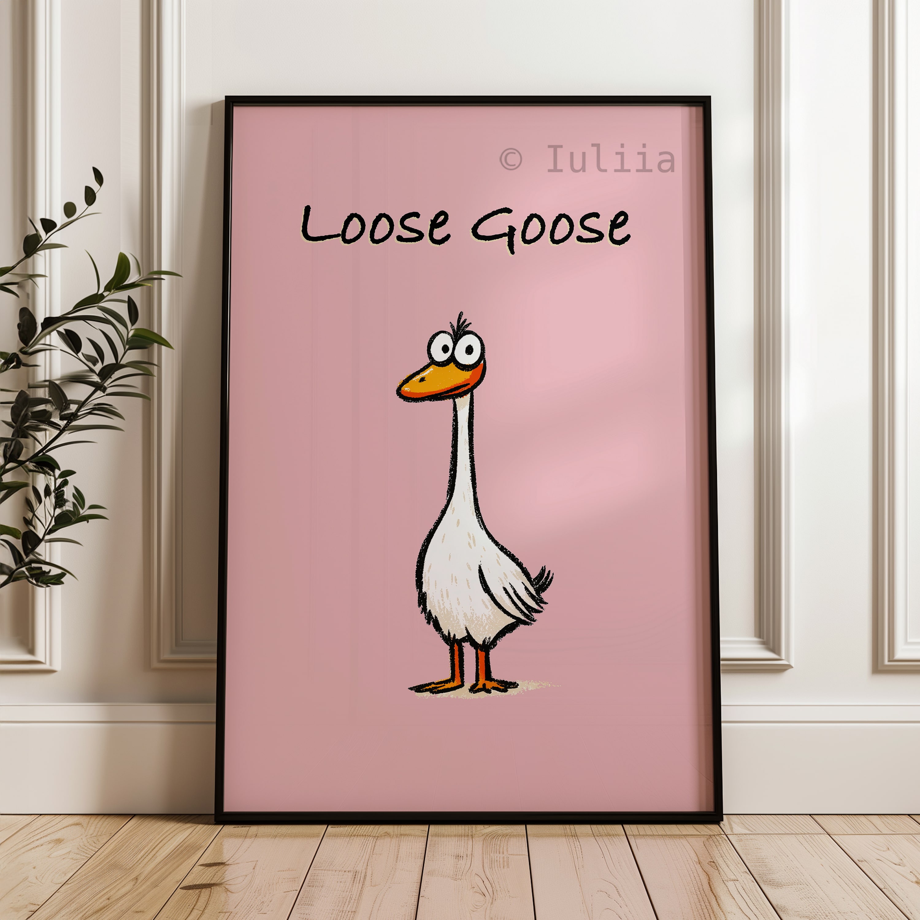 Loose Goose Wall Art Print, Funny Blush Pink Poster for Kitchen, Playroom or Kids Room, Whimsical Animal Decor for Dopamine and Trendy Interiors - photo #5