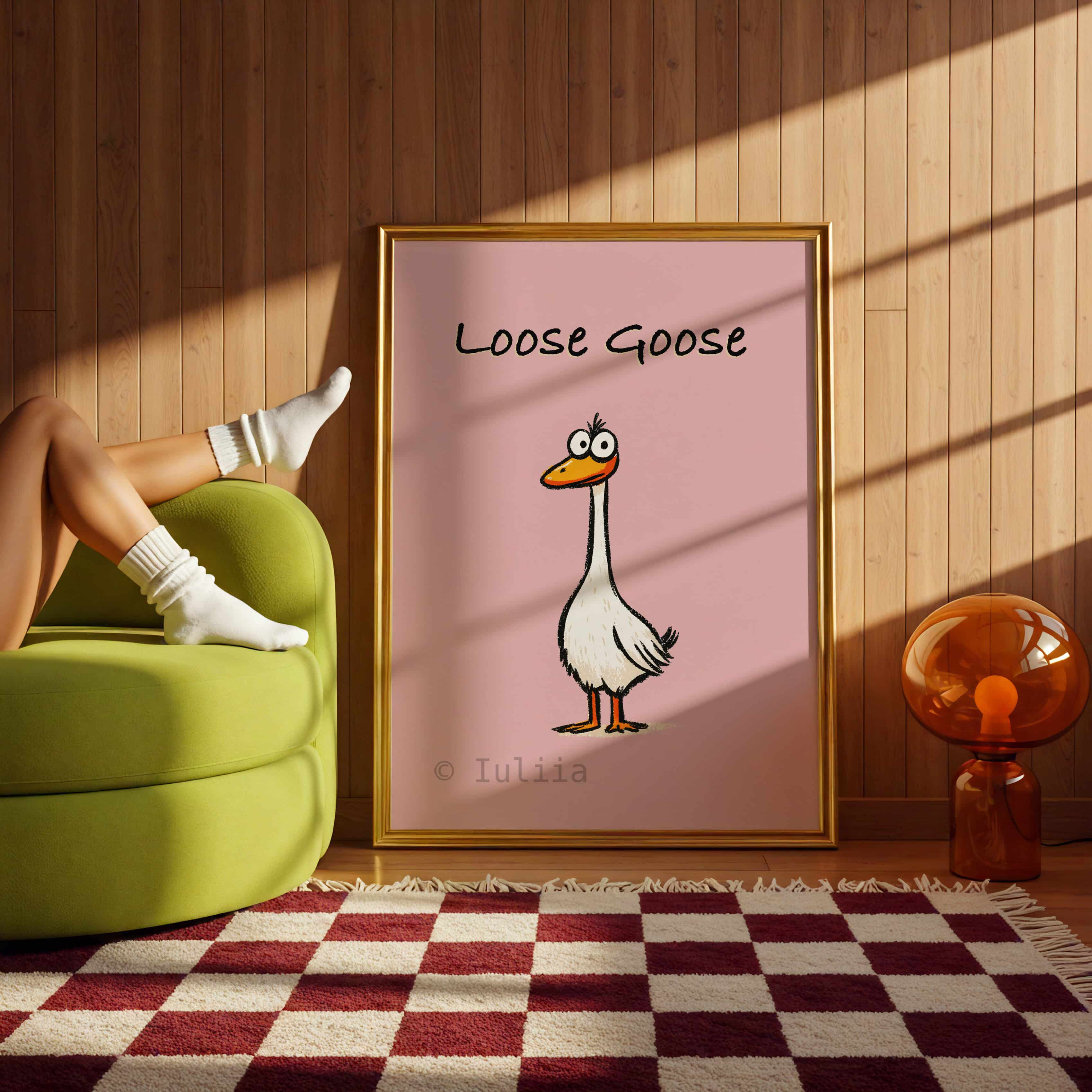 Loose Goose Wall Art Print, Funny Blush Pink Poster for Kitchen, Playroom or Kids Room, Whimsical Animal Decor for Dopamine and Trendy Interiors - photo #10