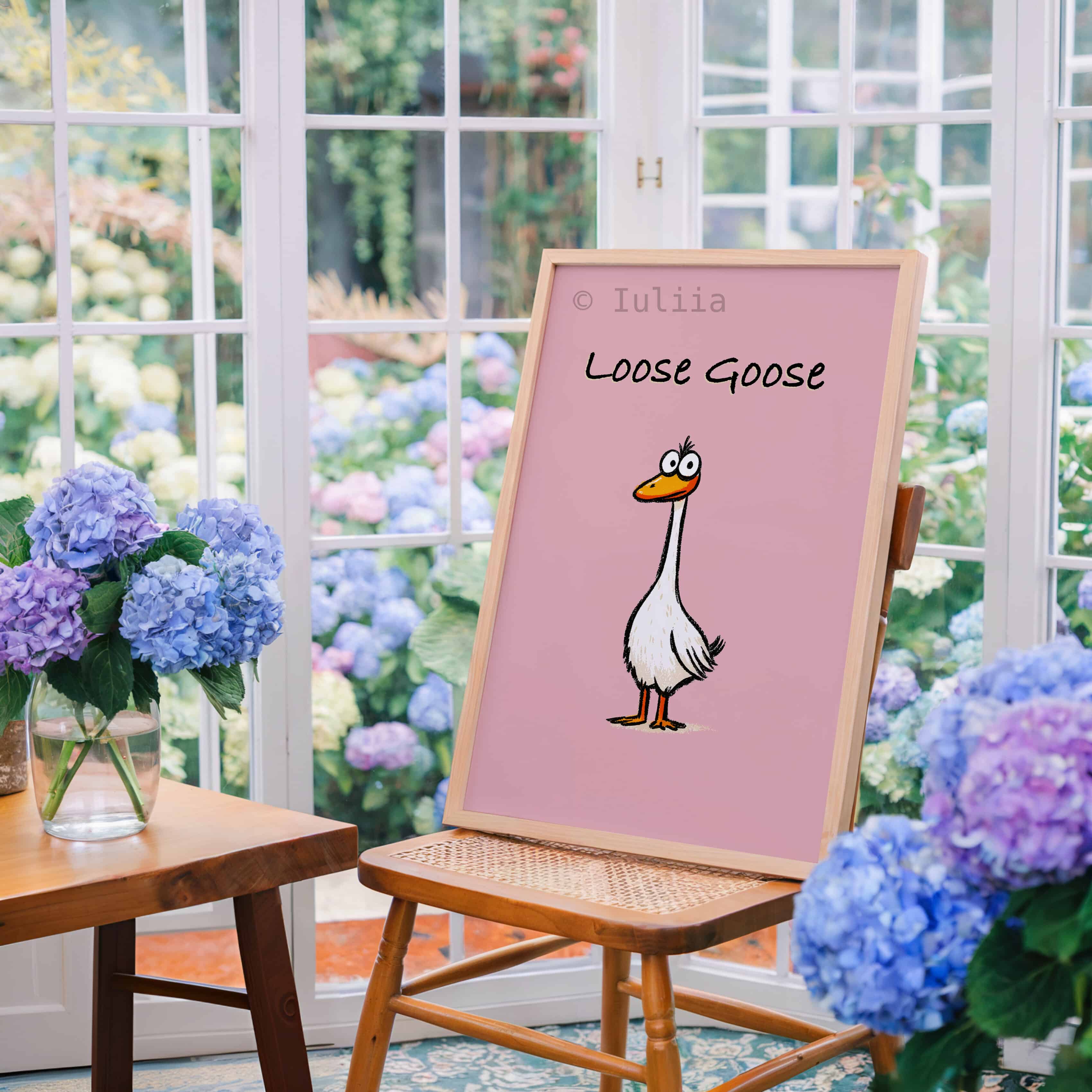 Loose Goose Wall Art Print, Funny Blush Pink Poster for Kitchen, Playroom or Kids Room, Whimsical Animal Decor for Dopamine and Trendy Interiors - photo #3