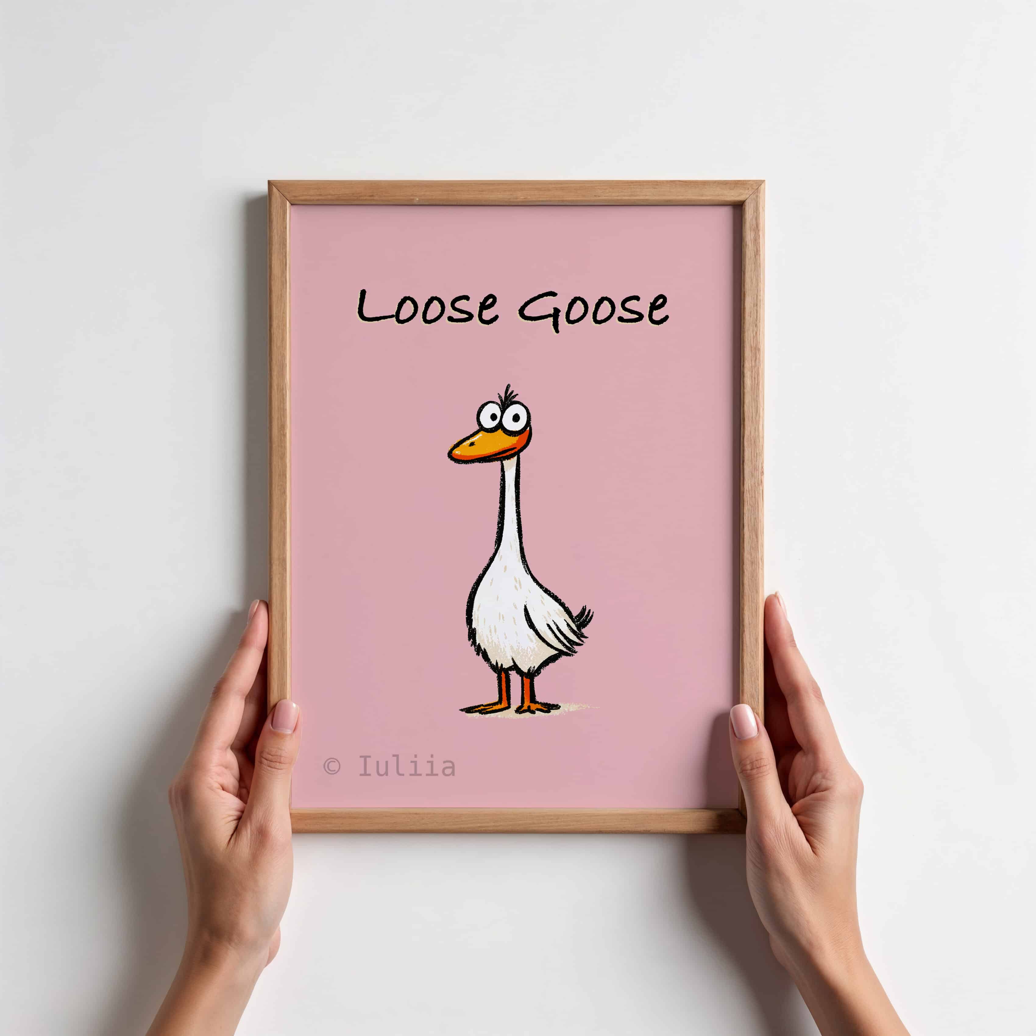 Loose Goose Wall Art Print, Funny Blush Pink Poster for Kitchen, Playroom or Kids Room, Whimsical Animal Decor for Dopamine and Trendy Interiors - photo #11