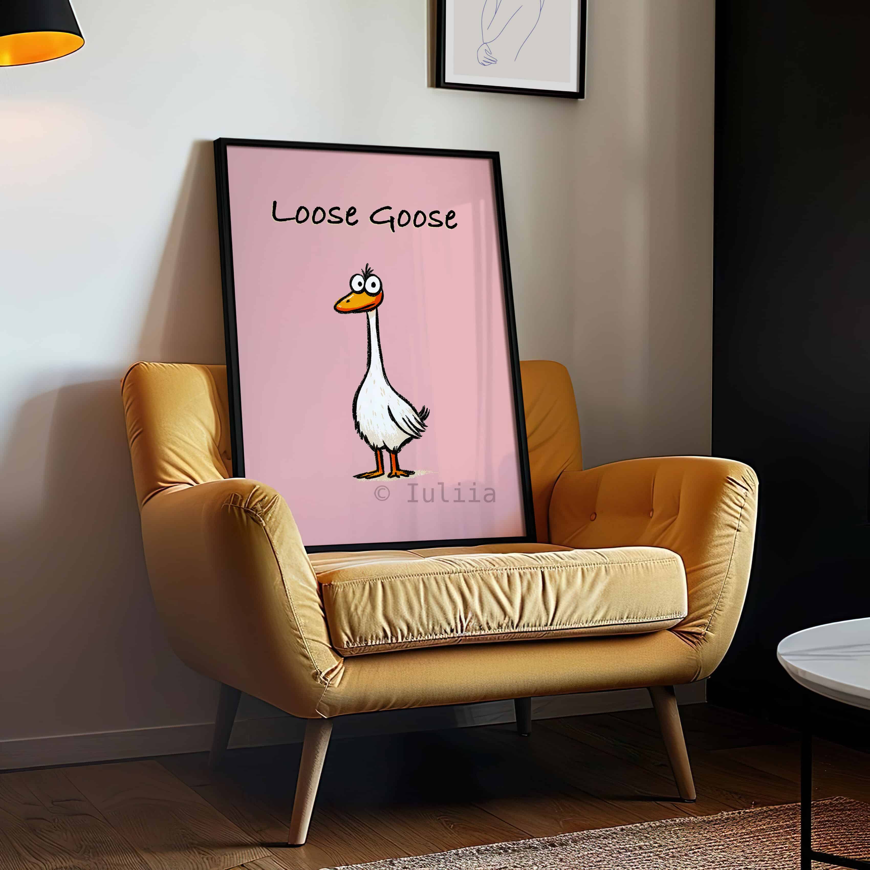 Loose Goose Wall Art Print, Funny Blush Pink Poster for Kitchen, Playroom or Kids Room, Whimsical Animal Decor for Dopamine and Trendy Interiors - photo #6