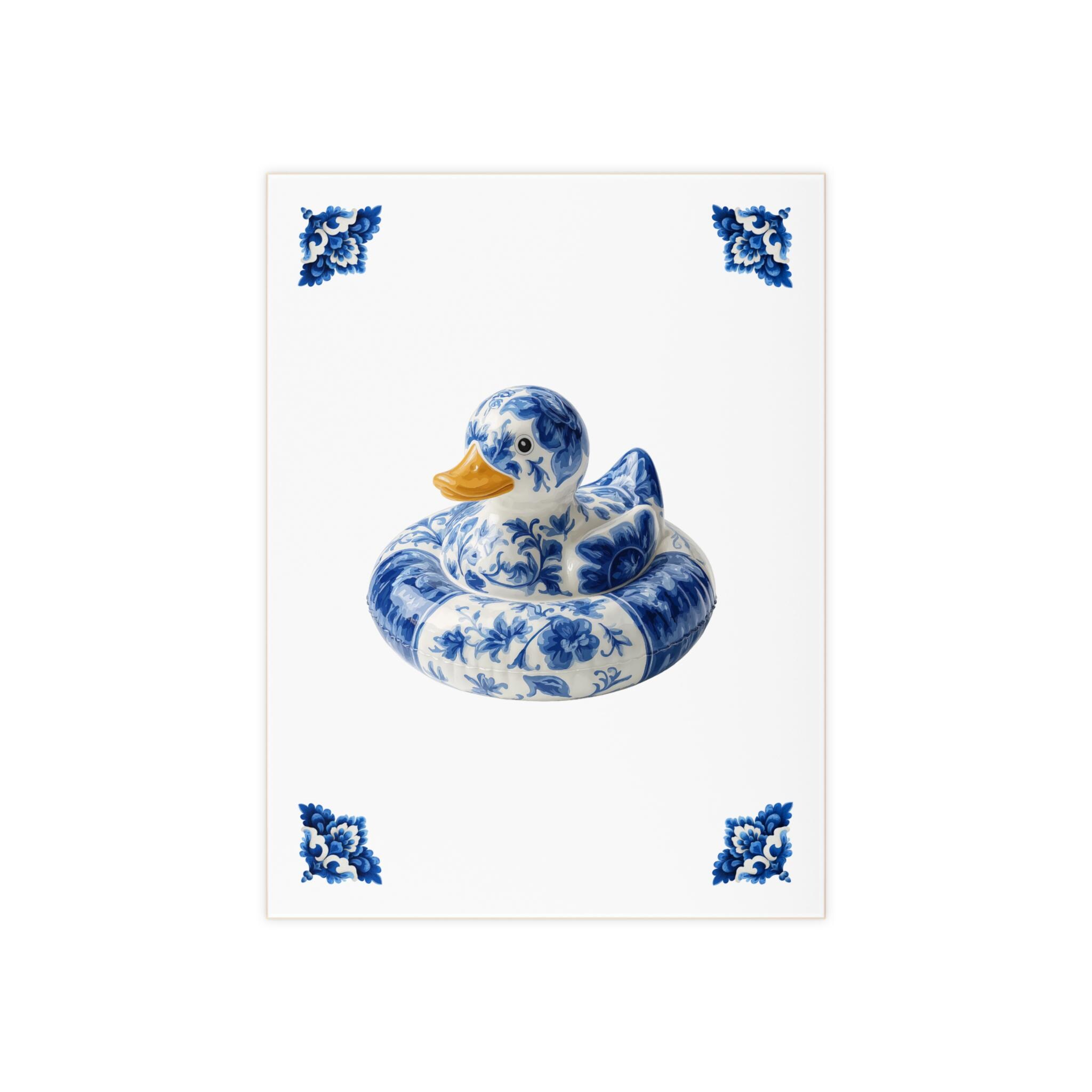 Delft Blue Duck Ceramic Tile – Decorative Azulejo Art for Shelf Styling, Desk Display & Coastal Home Decor - photo #8