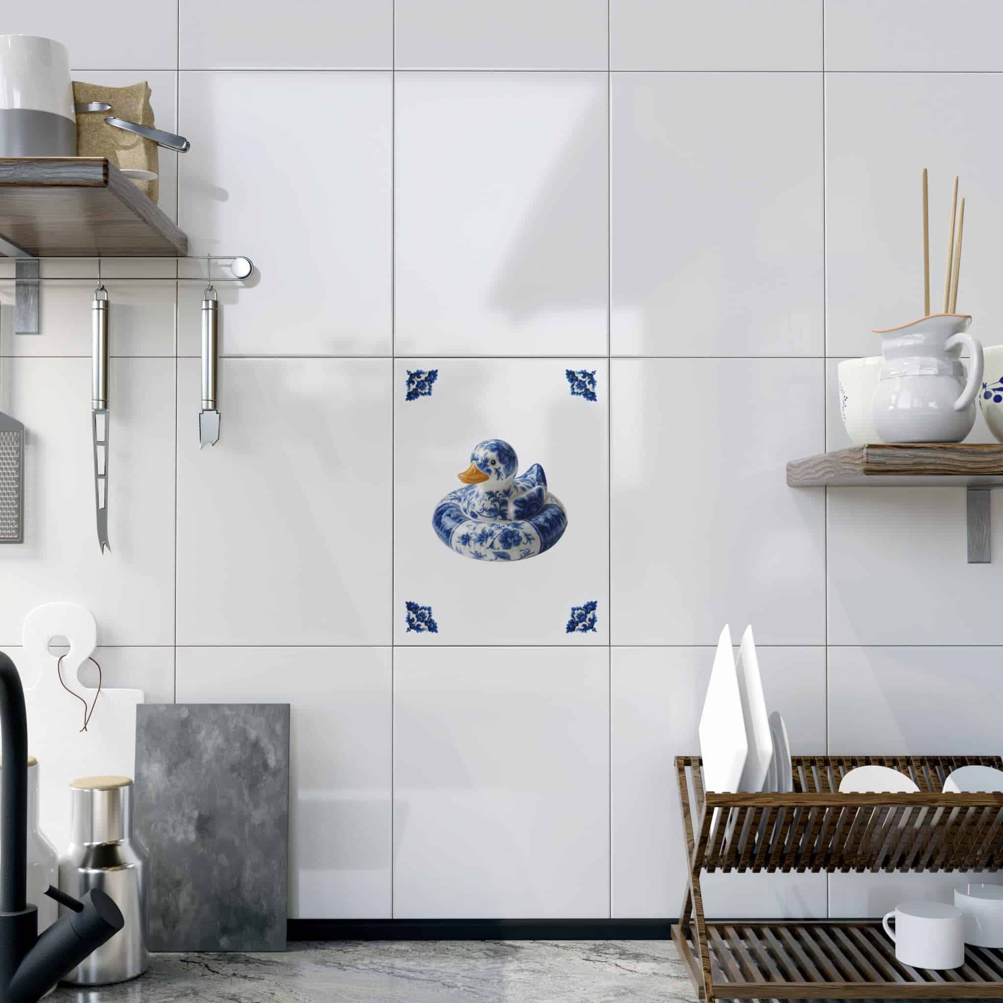 Delft Blue Duck Ceramic Tile – Decorative Azulejo Art for Shelf Styling, Desk Display & Coastal Home Decor - photo #10