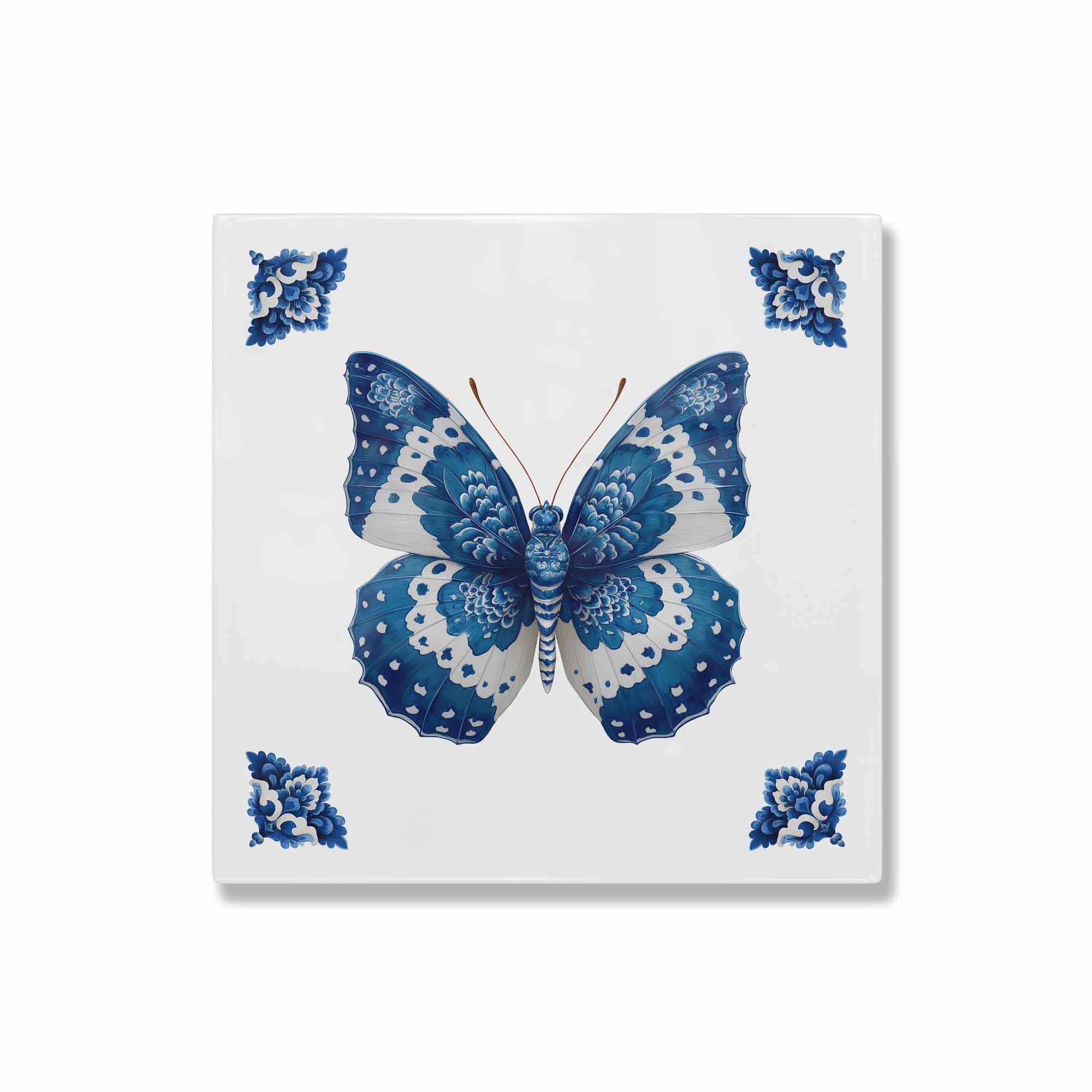 Azulejo Butterfly Ceramic Tile Decor – Blue & White Decorative Wall Accent for Coastal, Modern, or Cottage Interiors - photo #9