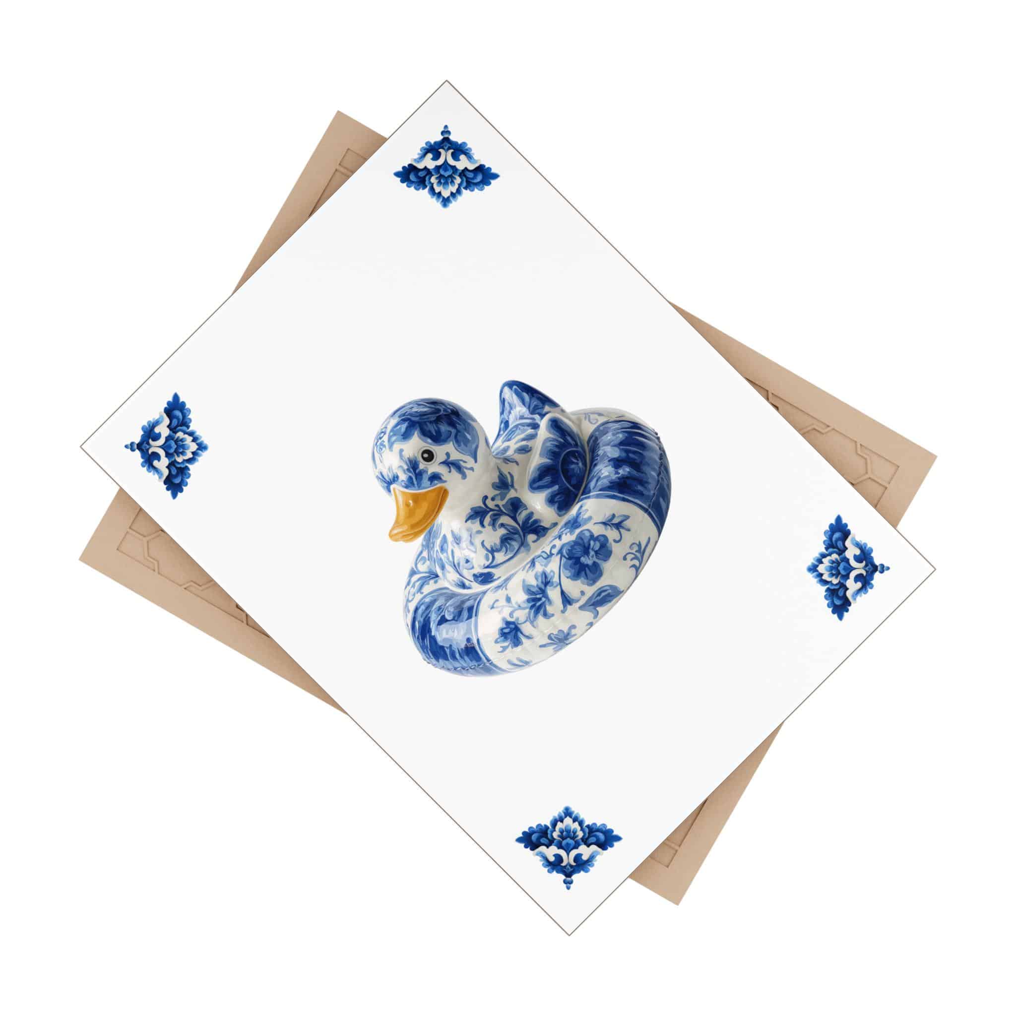 Delft Blue Duck Ceramic Tile – Decorative Azulejo Art for Shelf Styling, Desk Display & Coastal Home Decor - photo #7