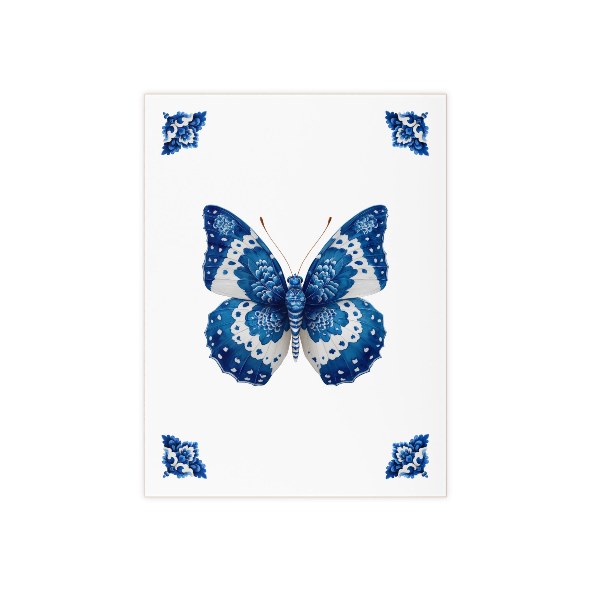 Azulejo Butterfly Ceramic Tile Decor – Blue & White Decorative Wall Accent for Coastal, Modern, or Cottage Interiors - photo #8