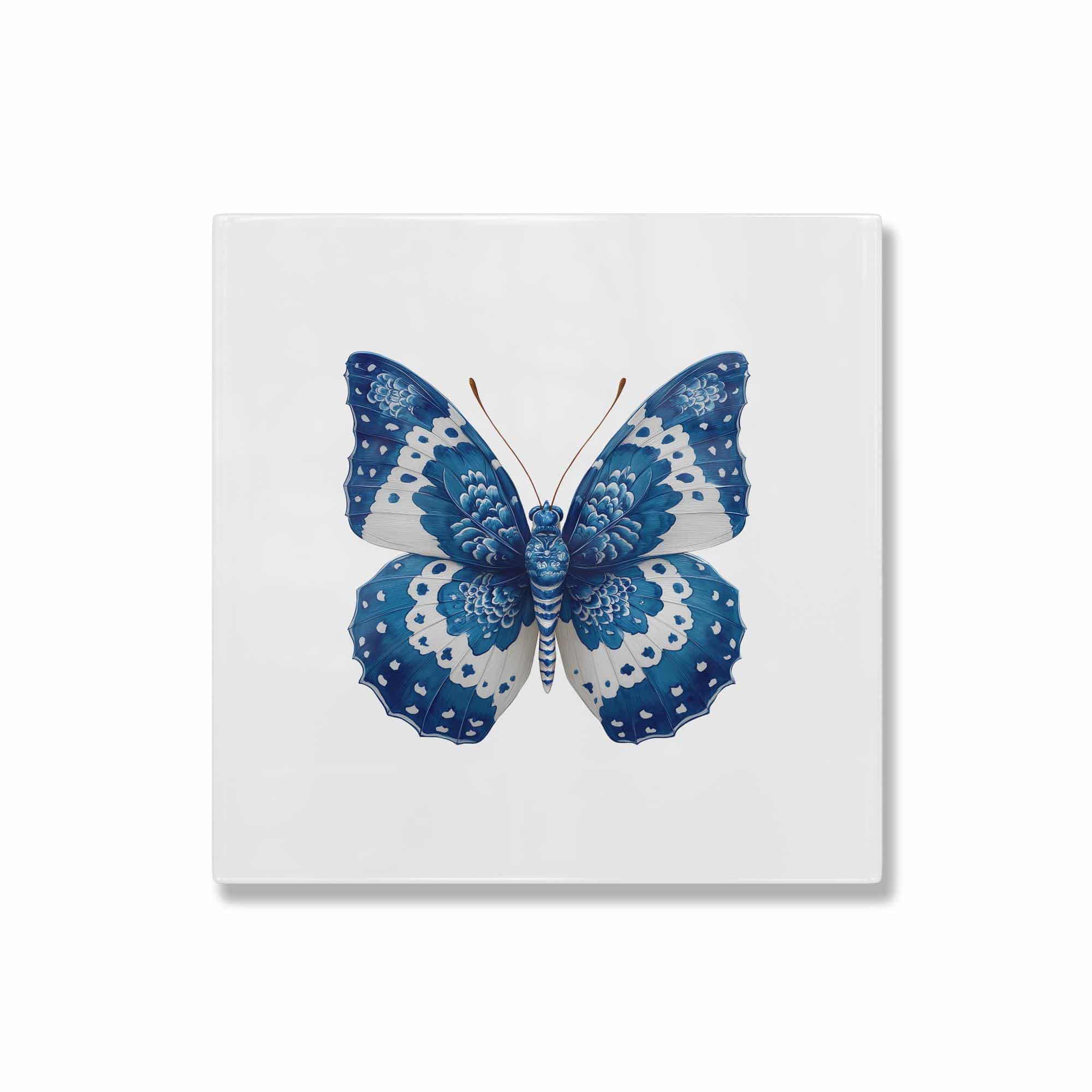 Azulejo Butterfly Ceramic Tile Decor – Blue & White Decorative Wall Accent for Coastal, Modern, or Cottage Interiors - photo #10
