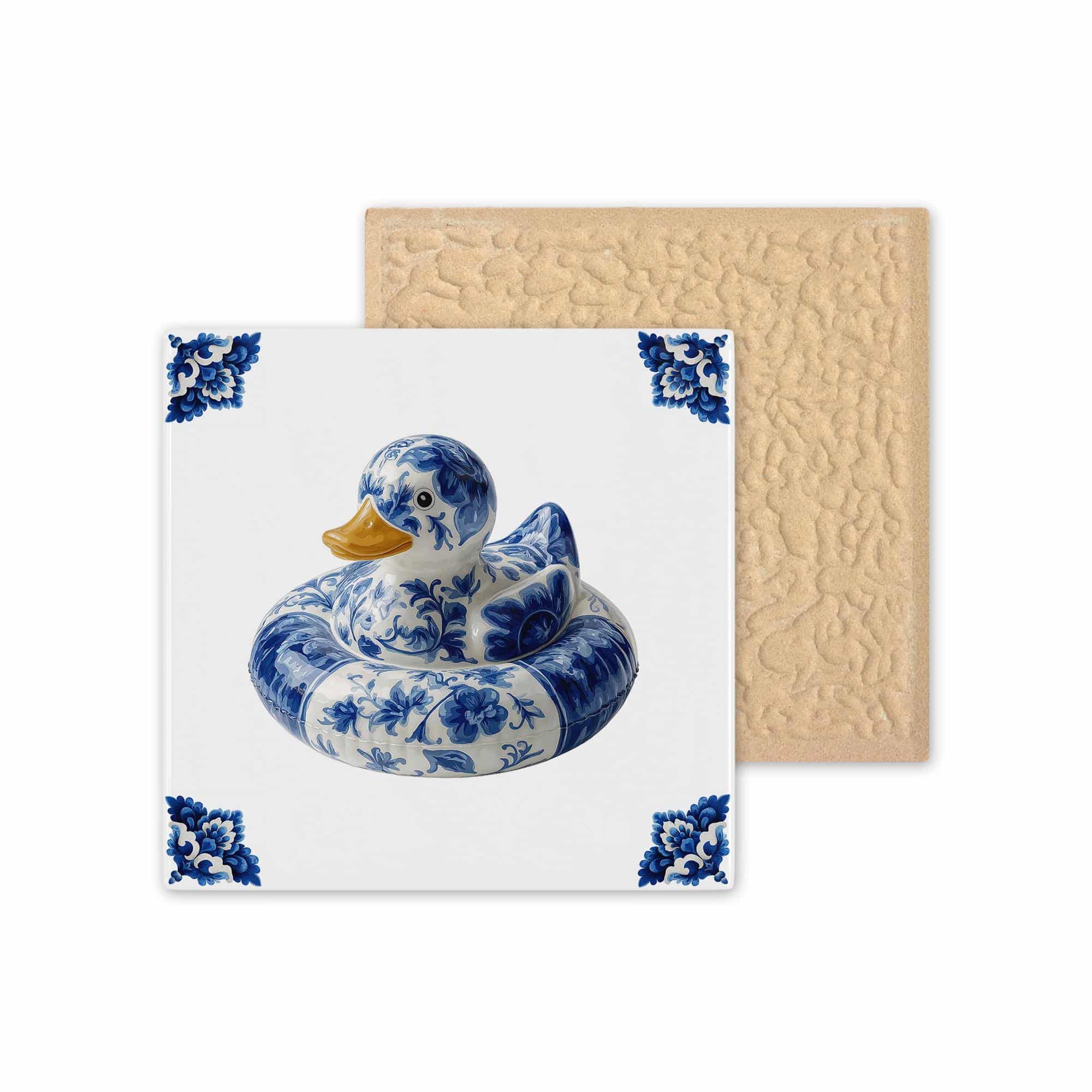Delft Blue Duck Ceramic Tile – Decorative Azulejo Art for Shelf Styling, Desk Display & Coastal Home Decor - photo #6
