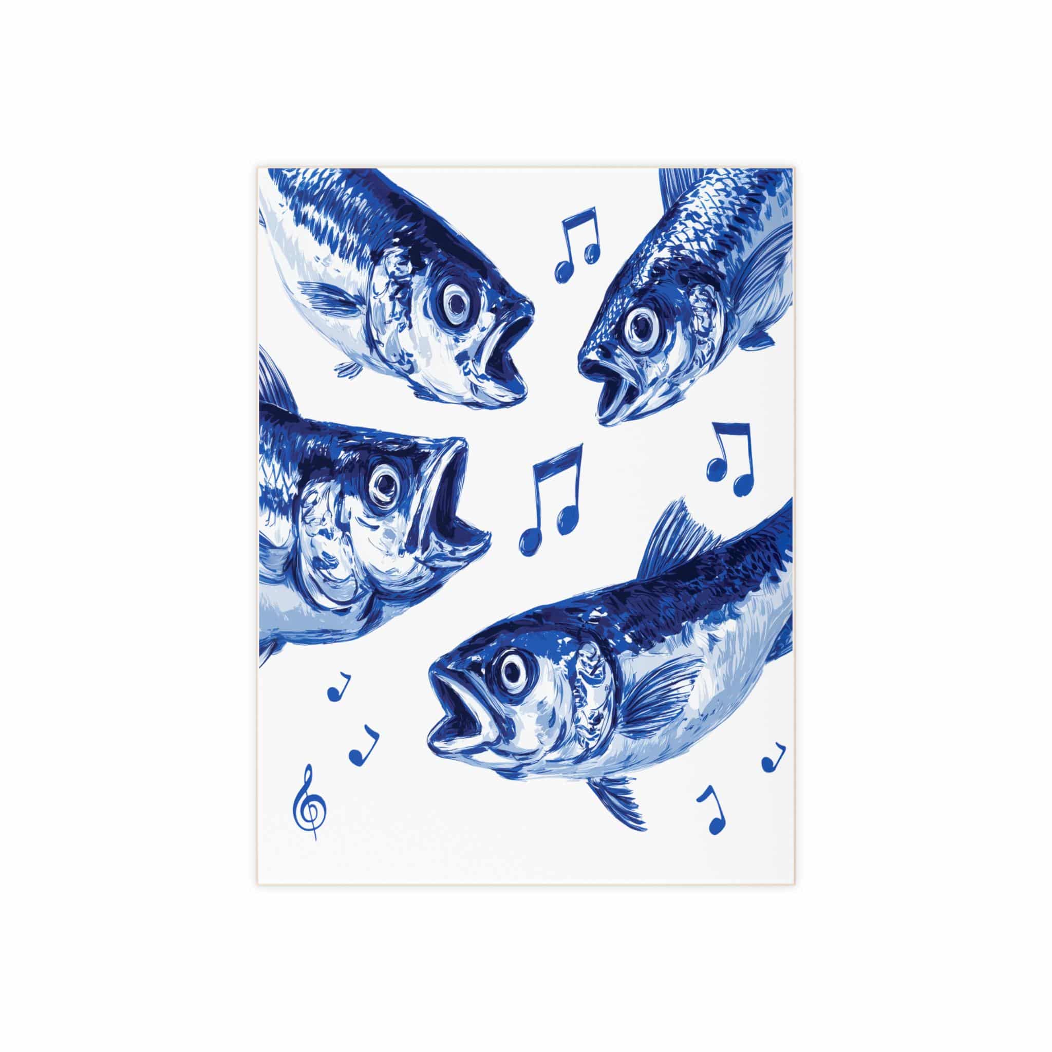 Portuguese Singing Sardines Ceramic Tile – Delft Blue Azulejo Fish Art, Glossy Decorative Tile for Shelf or Coastal Home Decor - photo #5