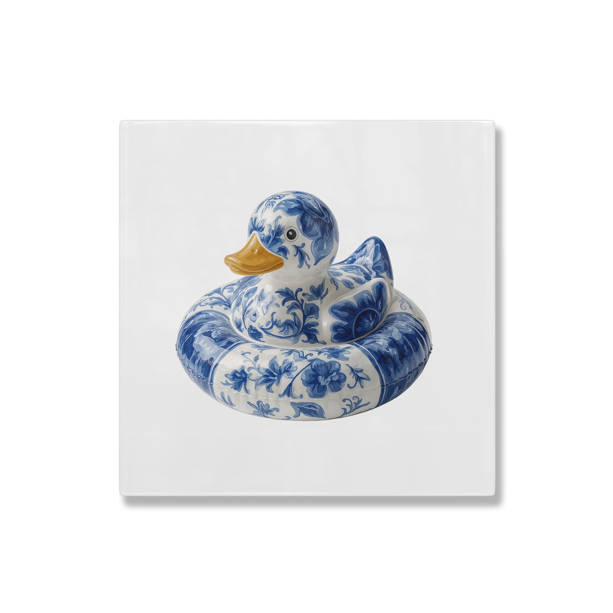 Delft Blue Duck Ceramic Tile – Decorative Azulejo Art for Shelf Styling, Desk Display & Coastal Home Decor - photo #3