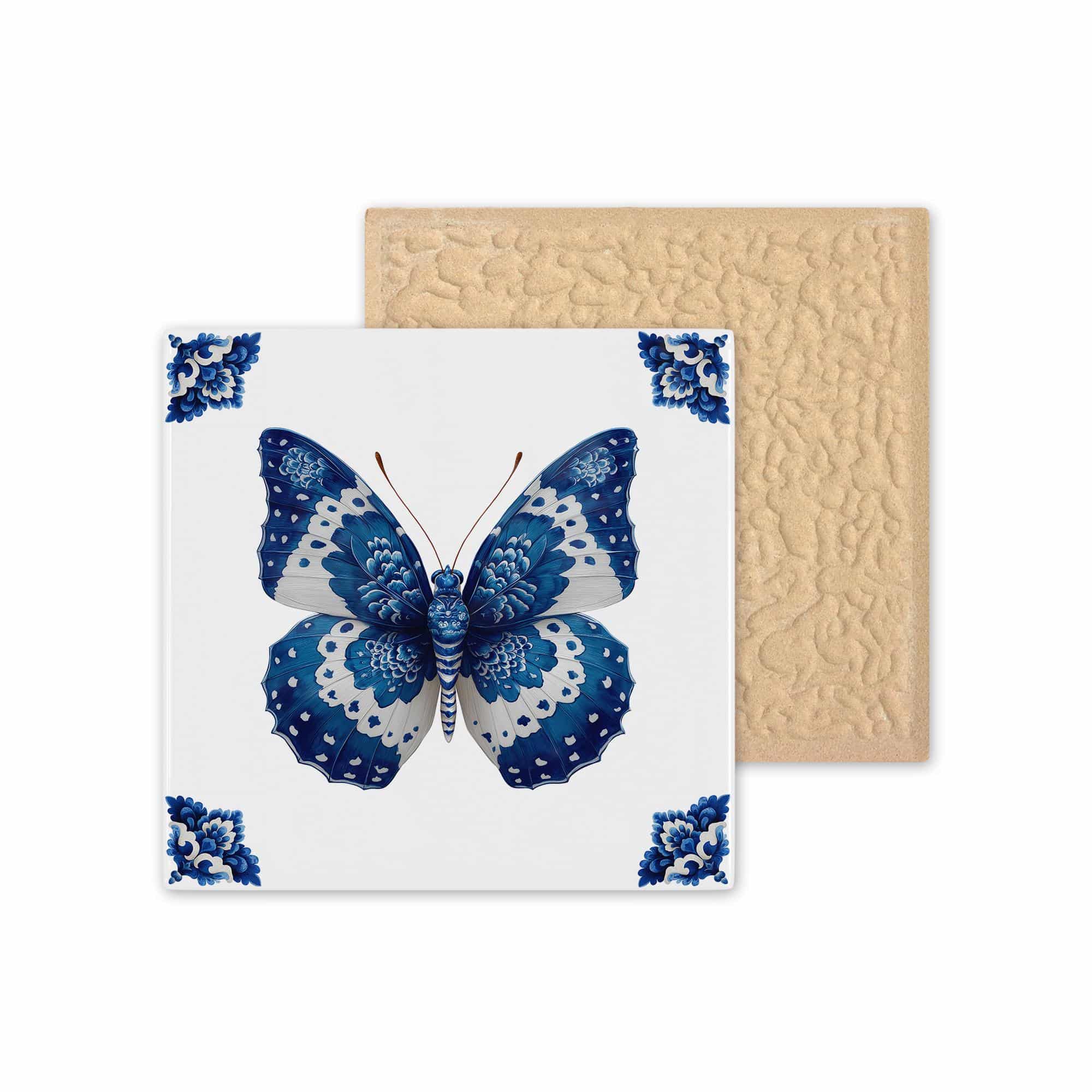 Azulejo Butterfly Ceramic Tile Decor – Blue & White Decorative Wall Accent for Coastal, Modern, or Cottage Interiors - photo #5