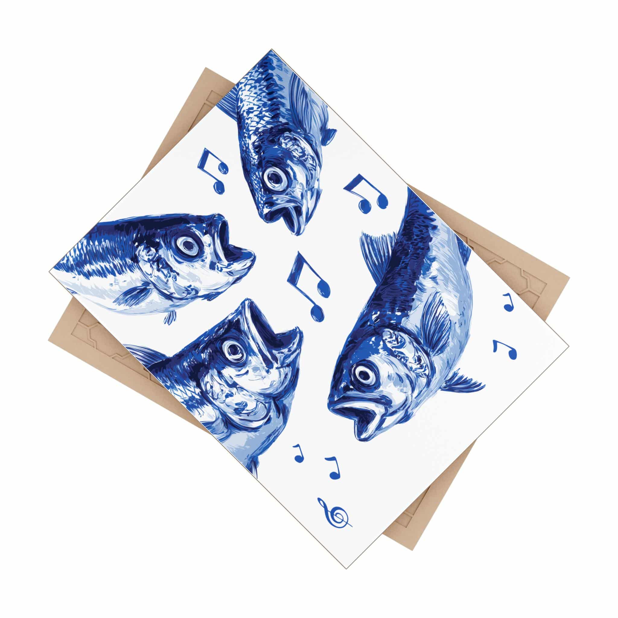 Portuguese Singing Sardines Ceramic Tile – Delft Blue Azulejo Fish Art, Glossy Decorative Tile for Shelf or Coastal Home Decor - photo #4