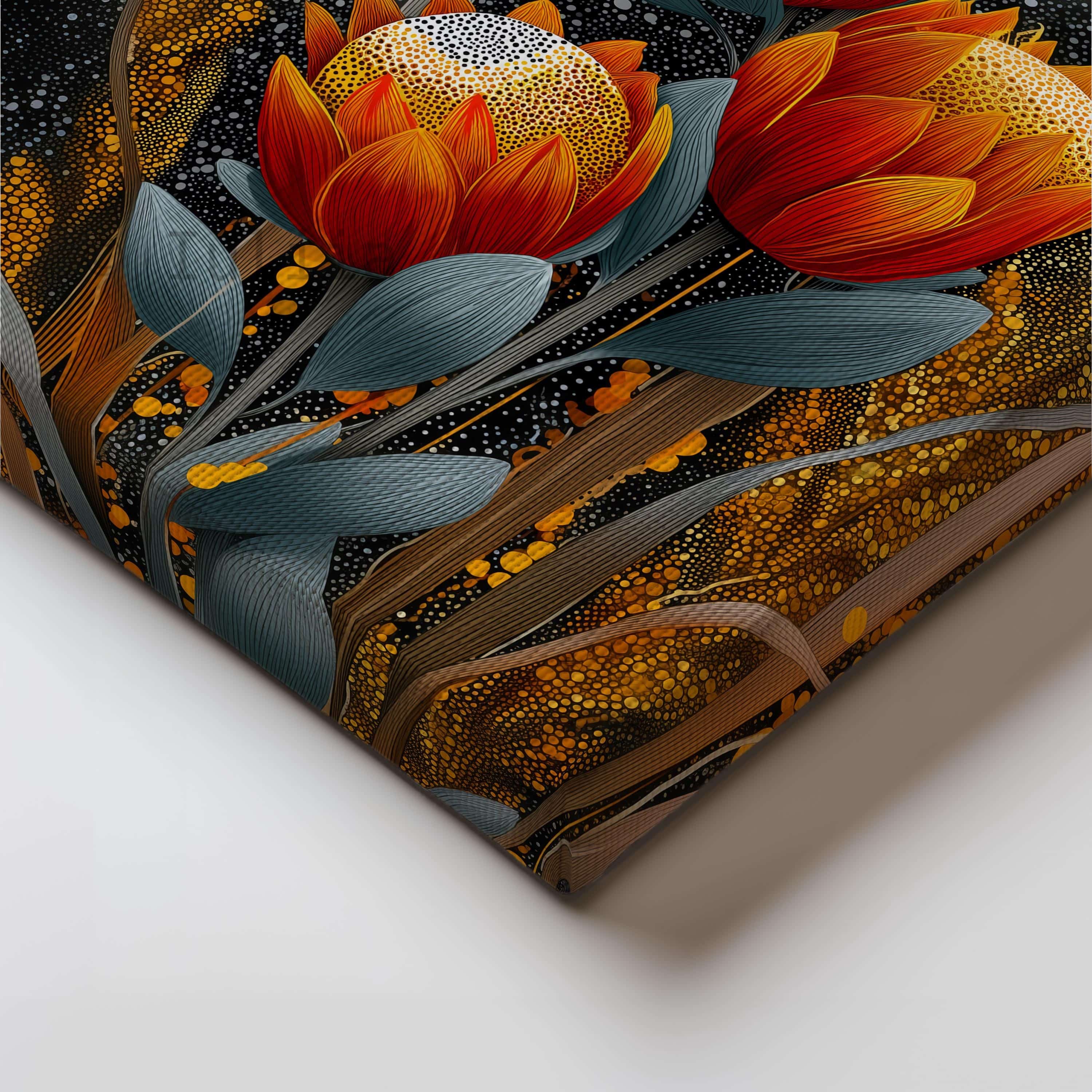 Australian Aboriginal Floral Canvas Wall Art with Native Wildflowers – Indigenous Inspired Botanical Artwork in Warm Earth Tones - photo #1