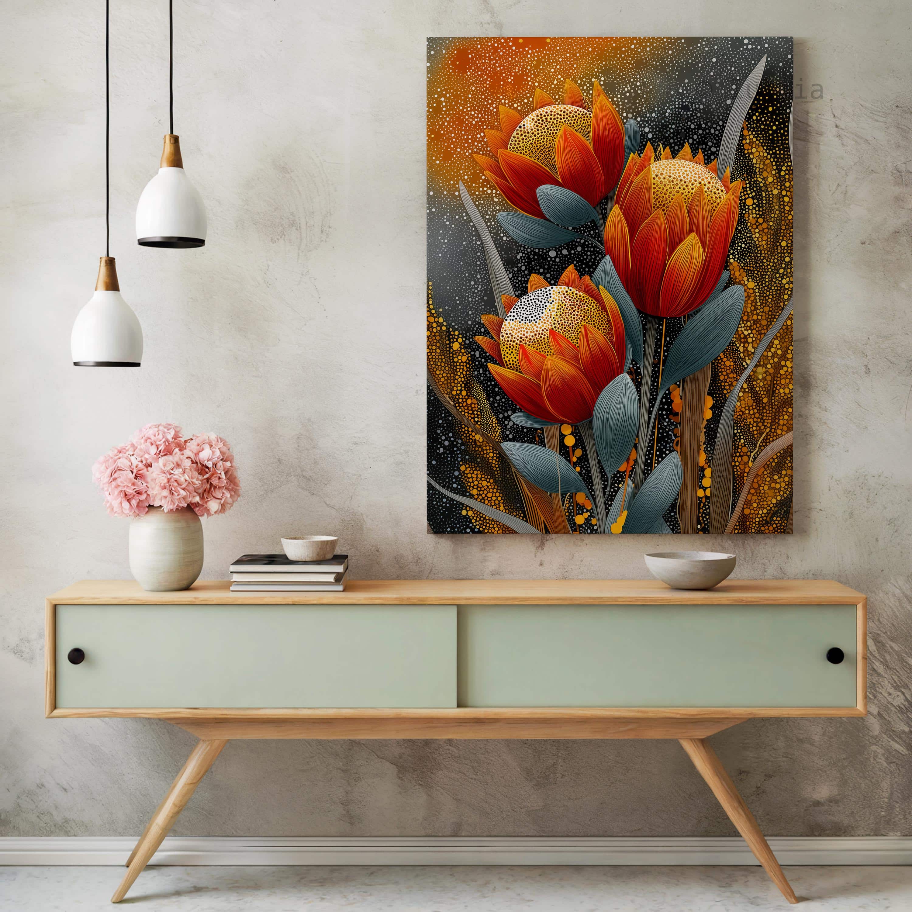 Australian Aboriginal Floral Canvas Wall Art with Native Wildflowers – Indigenous Inspired Botanical Artwork in Warm Earth Tones - photo #14