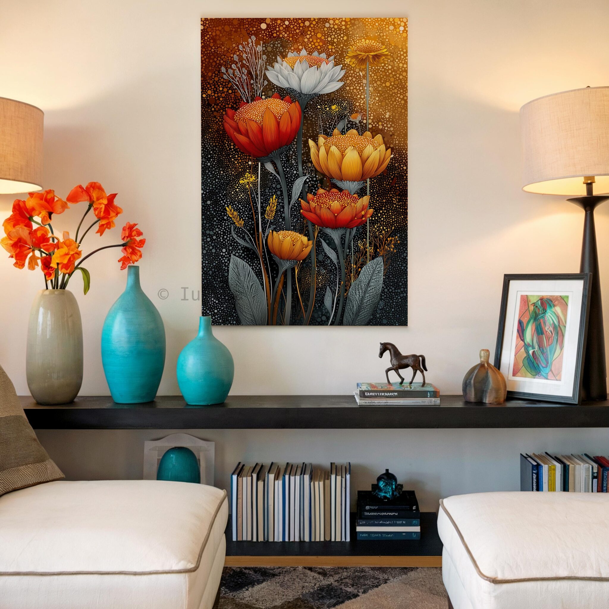 Australian Aboriginal Dot Painting Inspired Canvas – Elegant Indigenous Floral Wall Art with Botanical Motifs, Statement Piece Artwork - photo #9