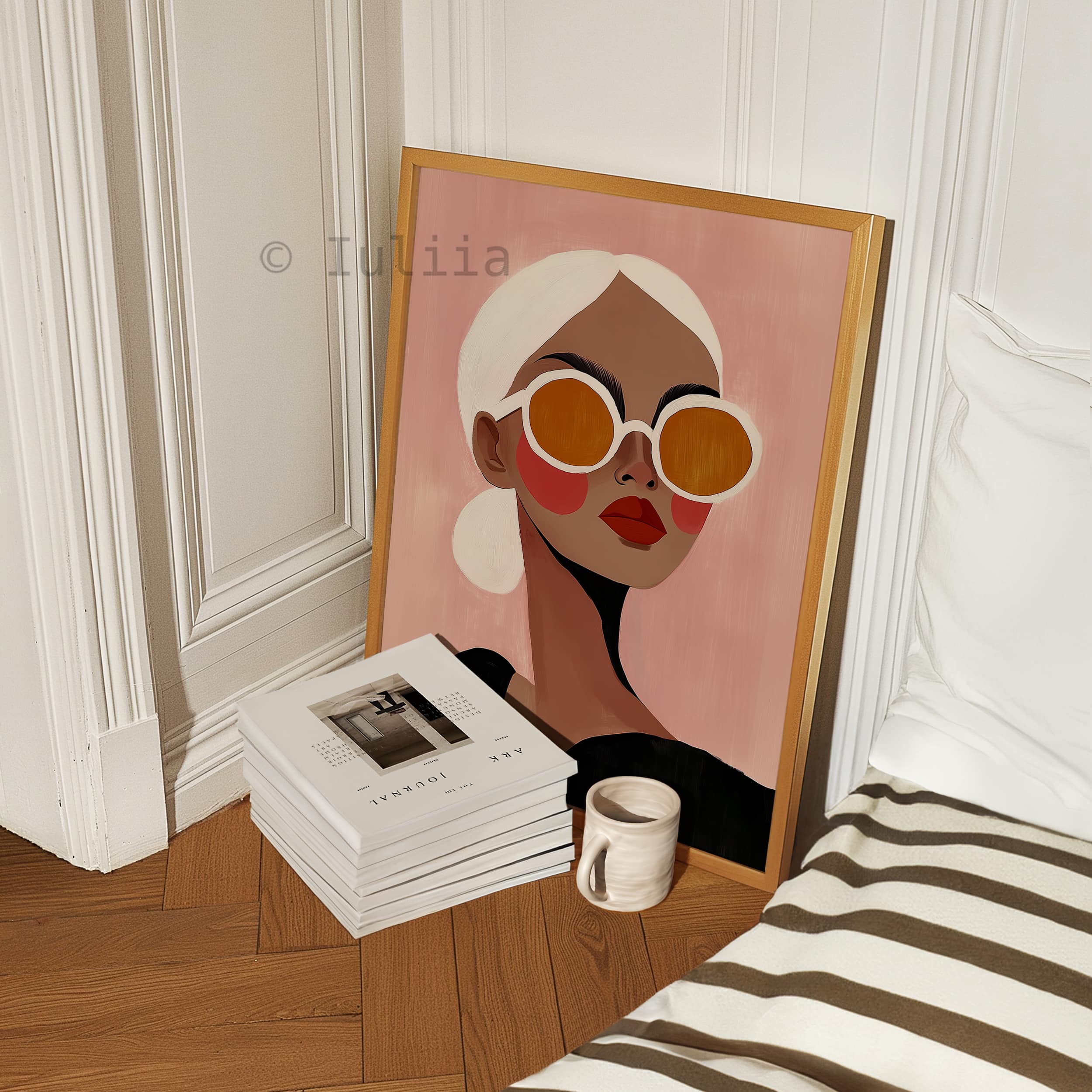 Sunglasses Wall Art Print, Minimal Feminine Portrait with Bold Shades, Chic Modern Decor Gift for Her Bedroom Living Room Interior - photo #10