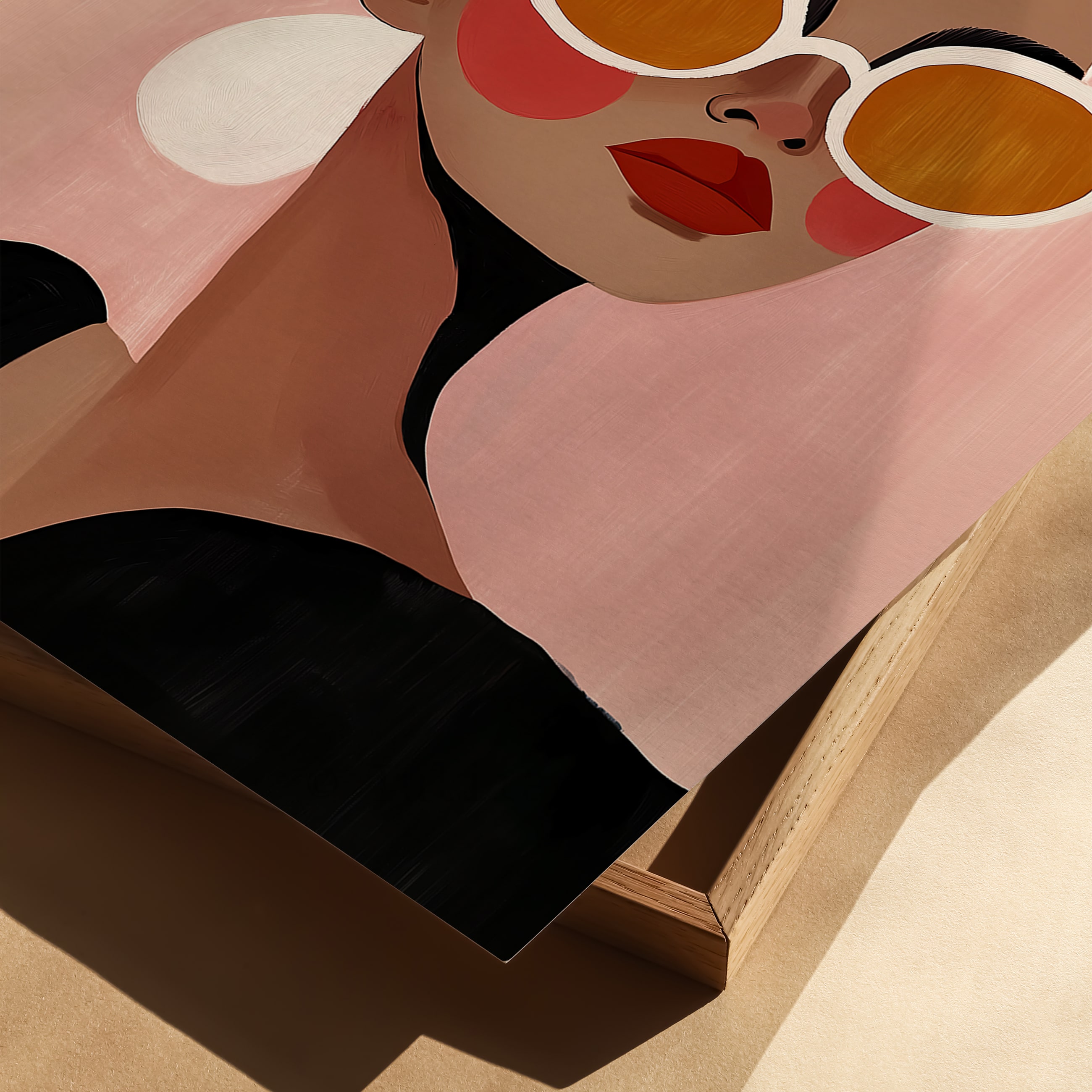 Sunglasses Wall Art Print, Minimal Feminine Portrait with Bold Shades, Chic Modern Decor Gift for Her Bedroom Living Room Interior - photo #1