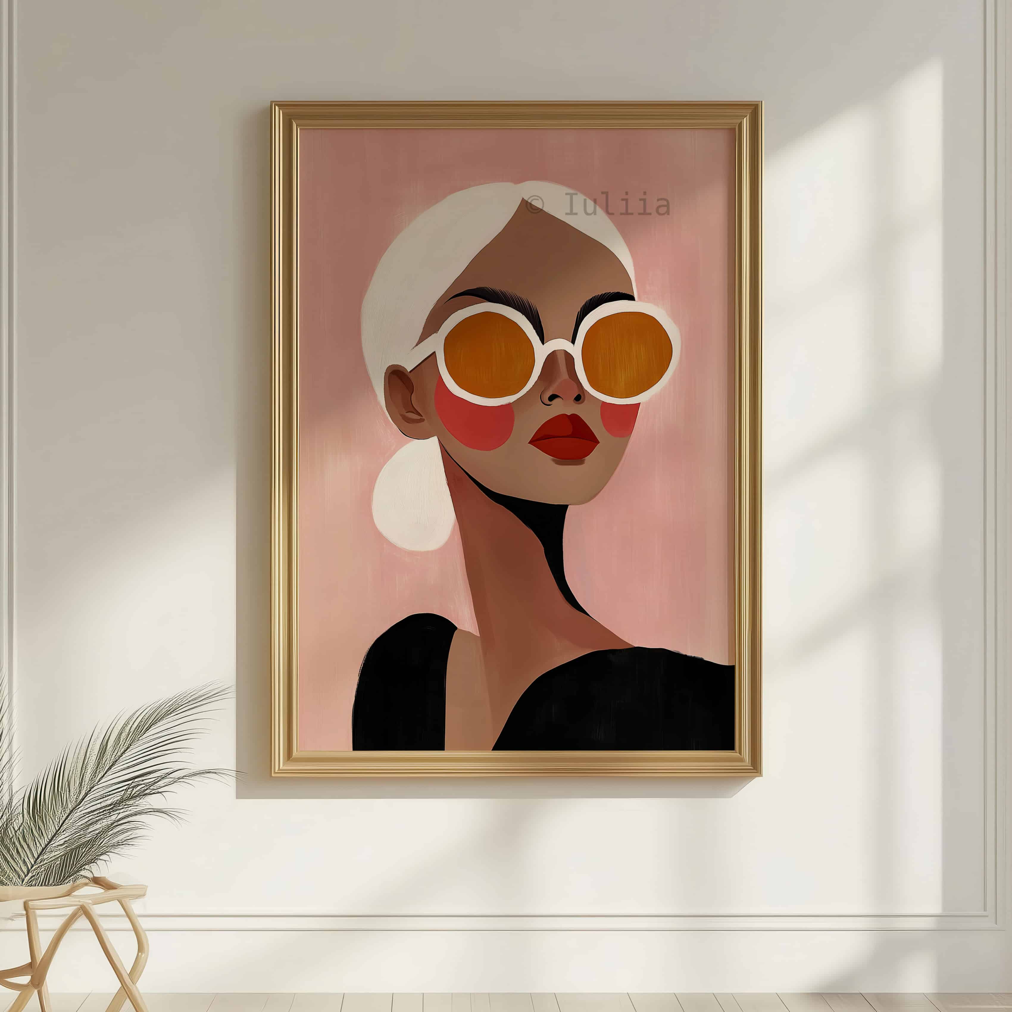 Sunglasses Wall Art Print, Minimal Feminine Portrait with Bold Shades, Chic Modern Decor Gift for Her Bedroom Living Room Interior - photo #6