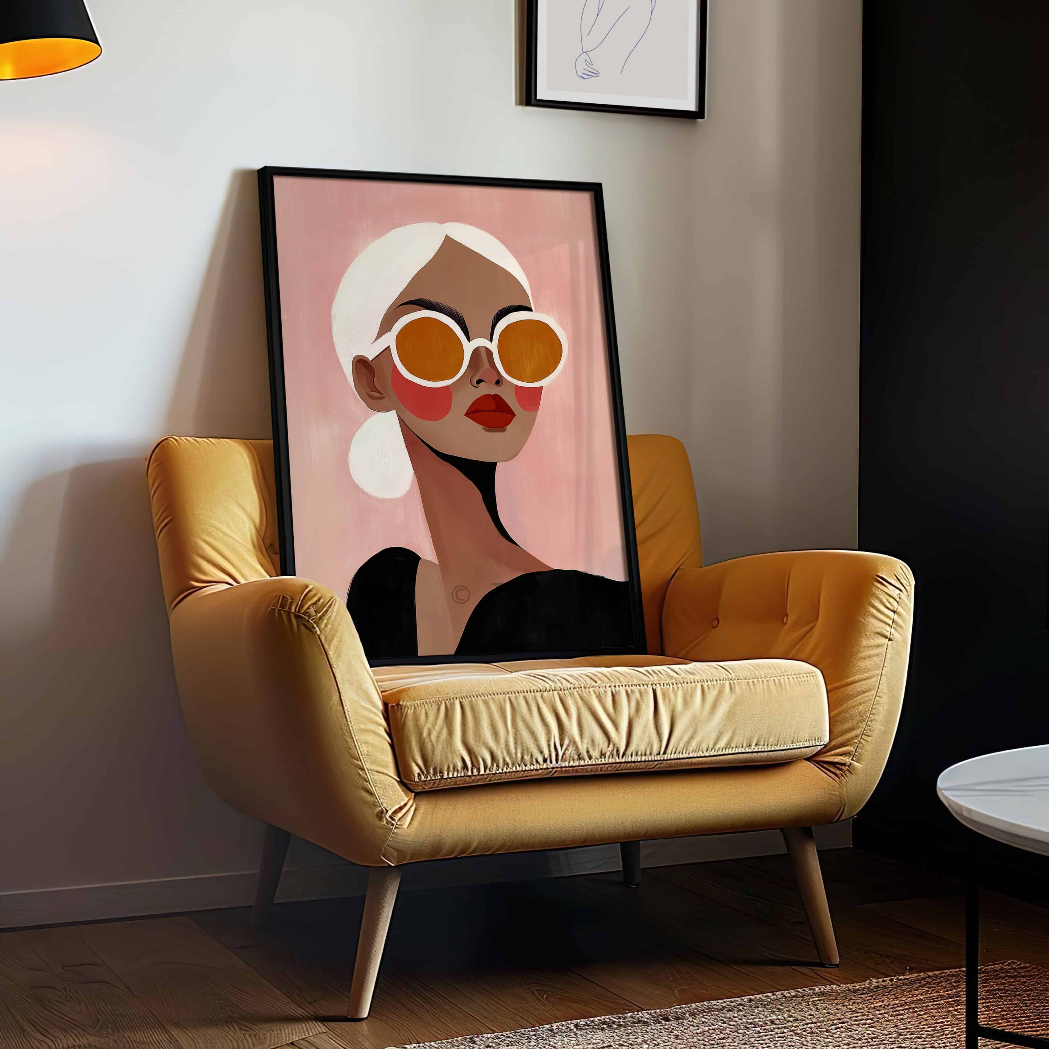 Sunglasses Wall Art Print, Minimal Feminine Portrait with Bold Shades, Chic Modern Decor Gift for Her Bedroom Living Room Interior - photo #7