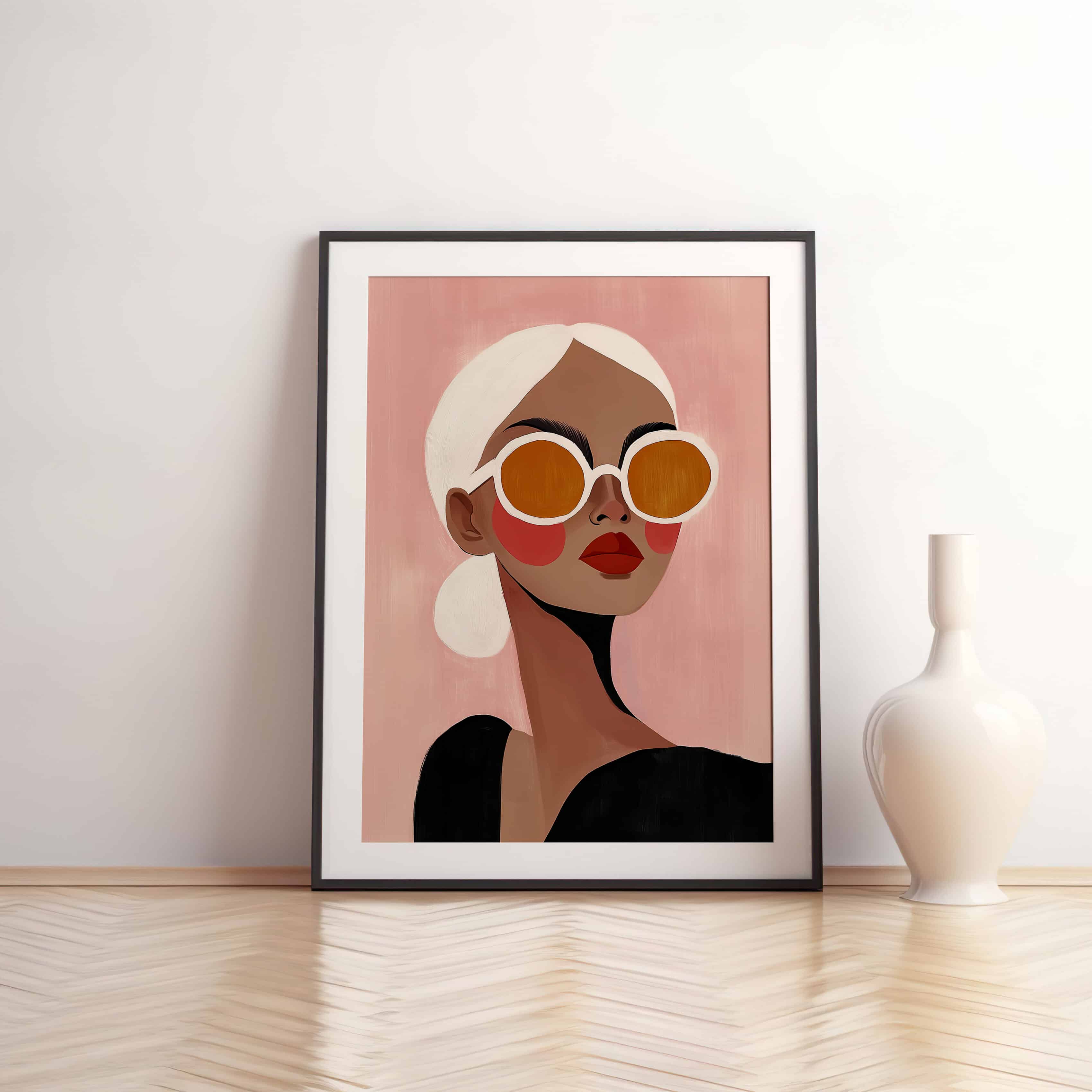 Sunglasses Wall Art Print, Minimal Feminine Portrait with Bold Shades, Chic Modern Decor Gift for Her Bedroom Living Room Interior - photo #12