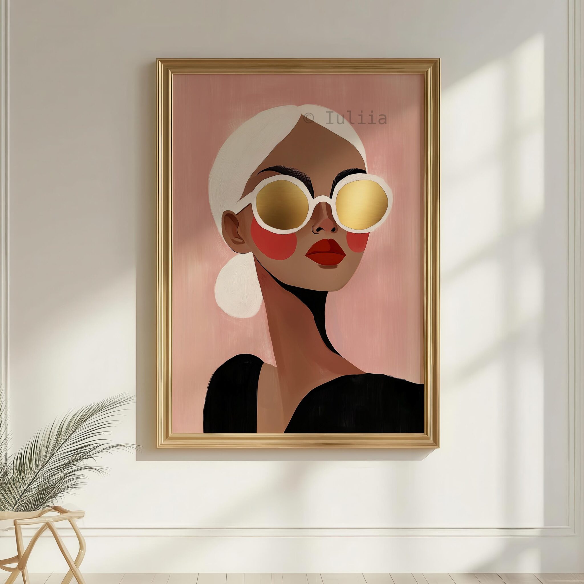 Fashion Illustration Print, Modern Woman Portrait Poster with Gold Sunglasses, Chic Editorial Wall Art for Bedroom or Dressing Room Decor - photo #8