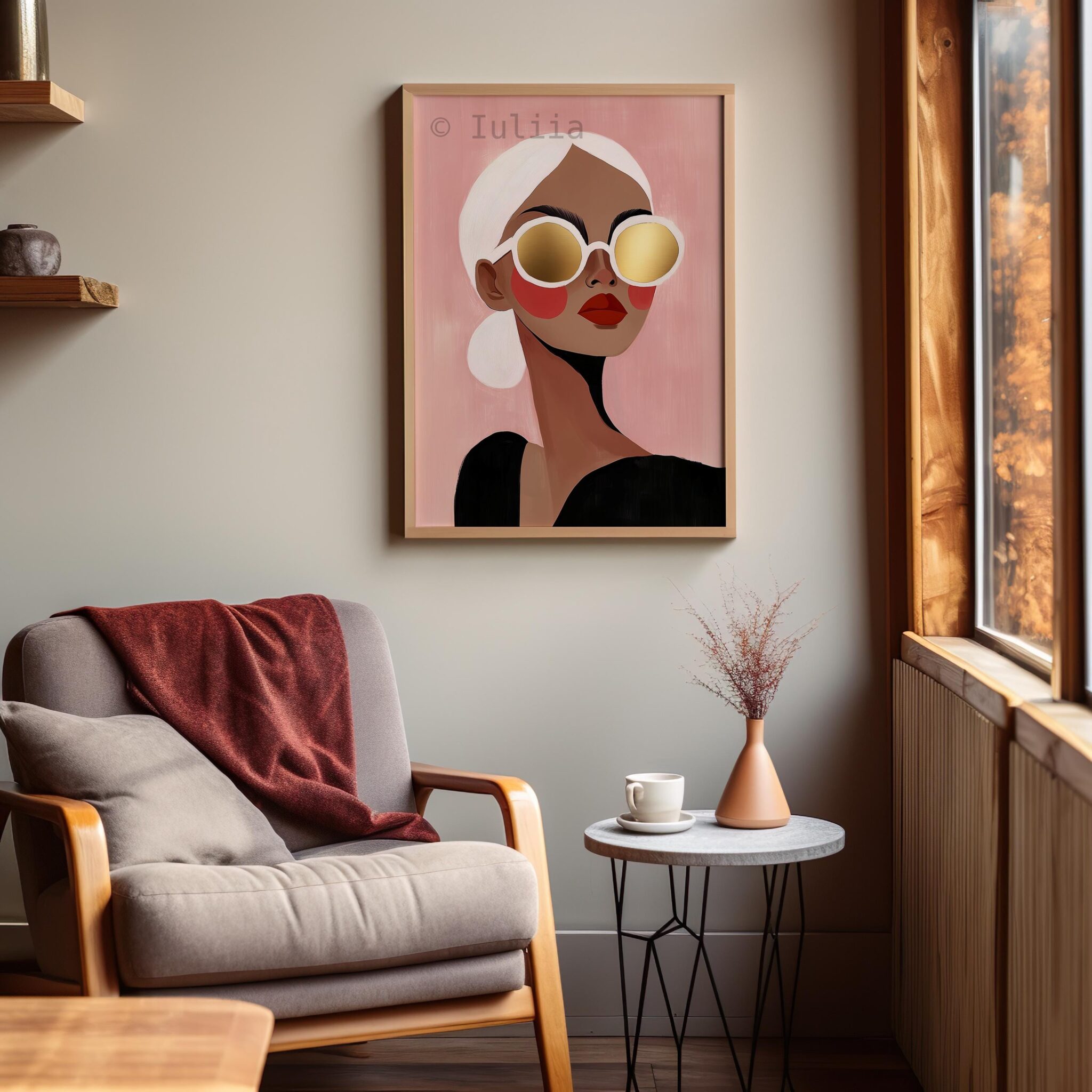 Fashion Illustration Print, Modern Woman Portrait Poster with Gold Sunglasses, Chic Editorial Wall Art for Bedroom or Dressing Room Decor - photo #10