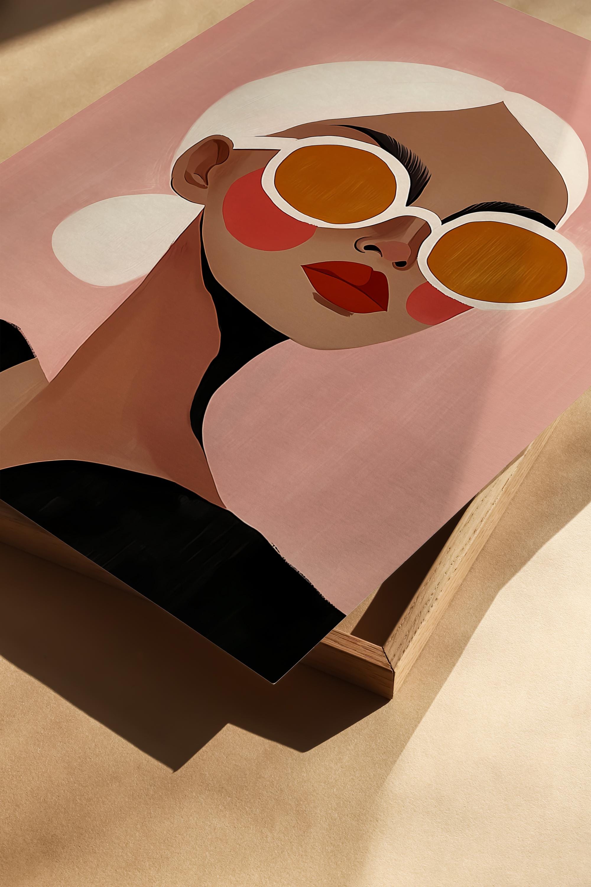 Fashion Wall Art Set of 3 Prints, Modern Feminine Portrait with Sunglasses, Stylish Pink Aesthetic Decor for Bedroom Living Room Interior - photo #1