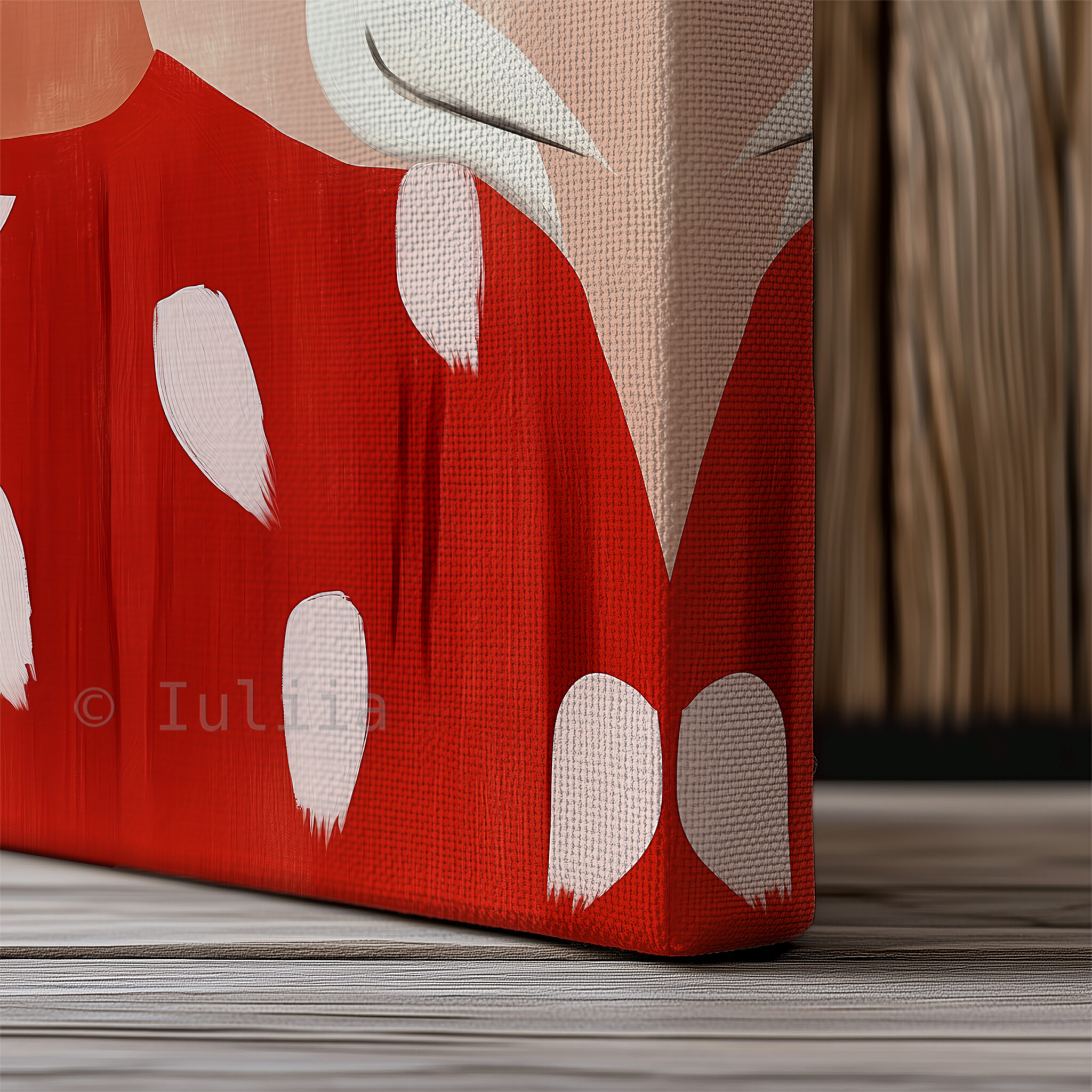 Bird Portrait Canvas, Playful Feminine Wall Art with White Birds and Red Dress for Soft Blush Bedroom or Living Room Decor - photo #17
