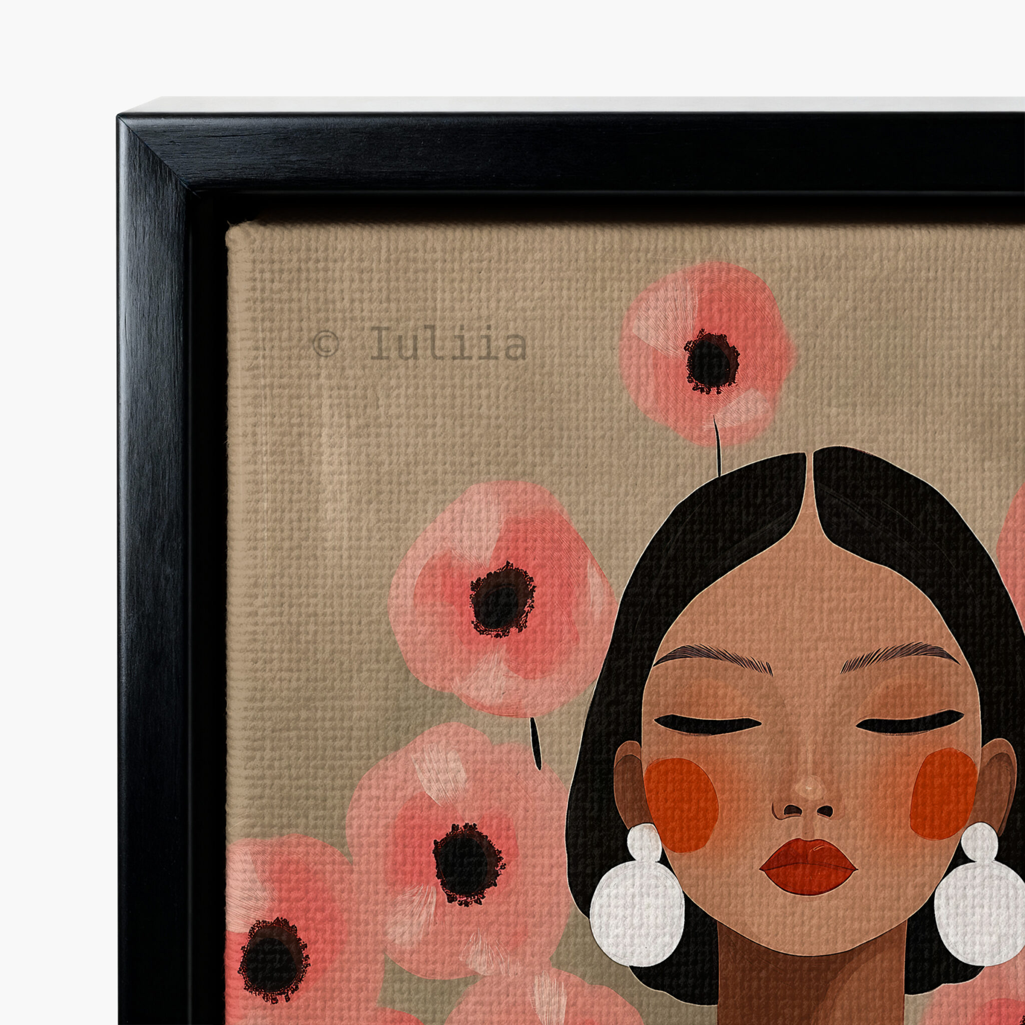 Botanical Woman Canvas, Soft Floral Feminine Wall Art with Pink Flowers and Olive Robe for Calm Bedroom Decor - photo #9