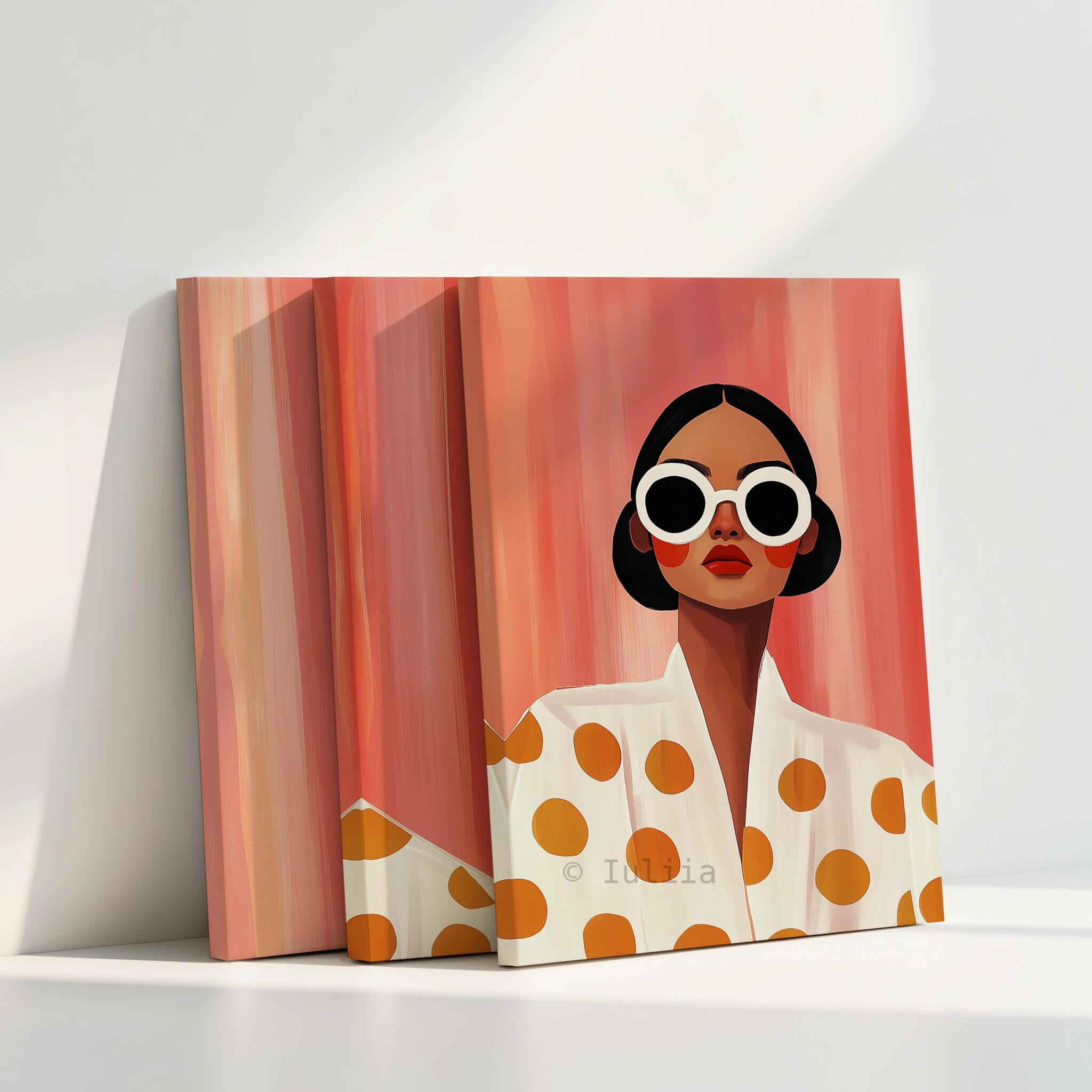Fashion Wall Art Canvas Set of 3, Modern Woman Portrait Triptych with Bold Colors, Editorial Style Decor for Living Room or Bedroom - photo #4