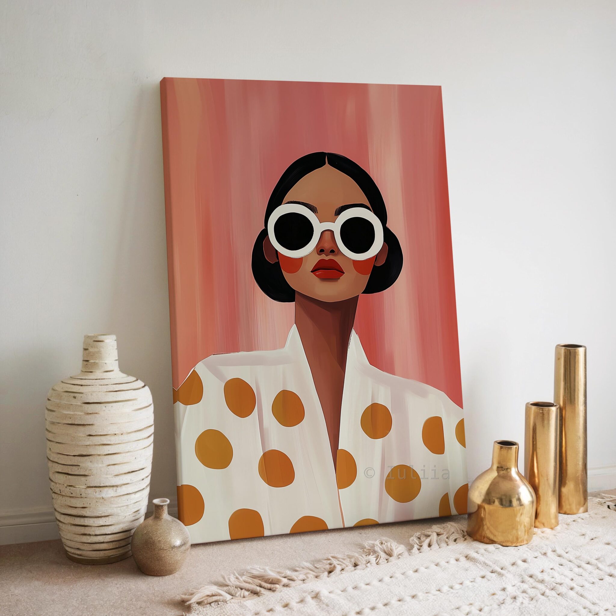 Fashion Wall Art Canvas Set of 3, Modern Woman Portrait Triptych with Bold Colors, Editorial Style Decor for Living Room or Bedroom - photo #13