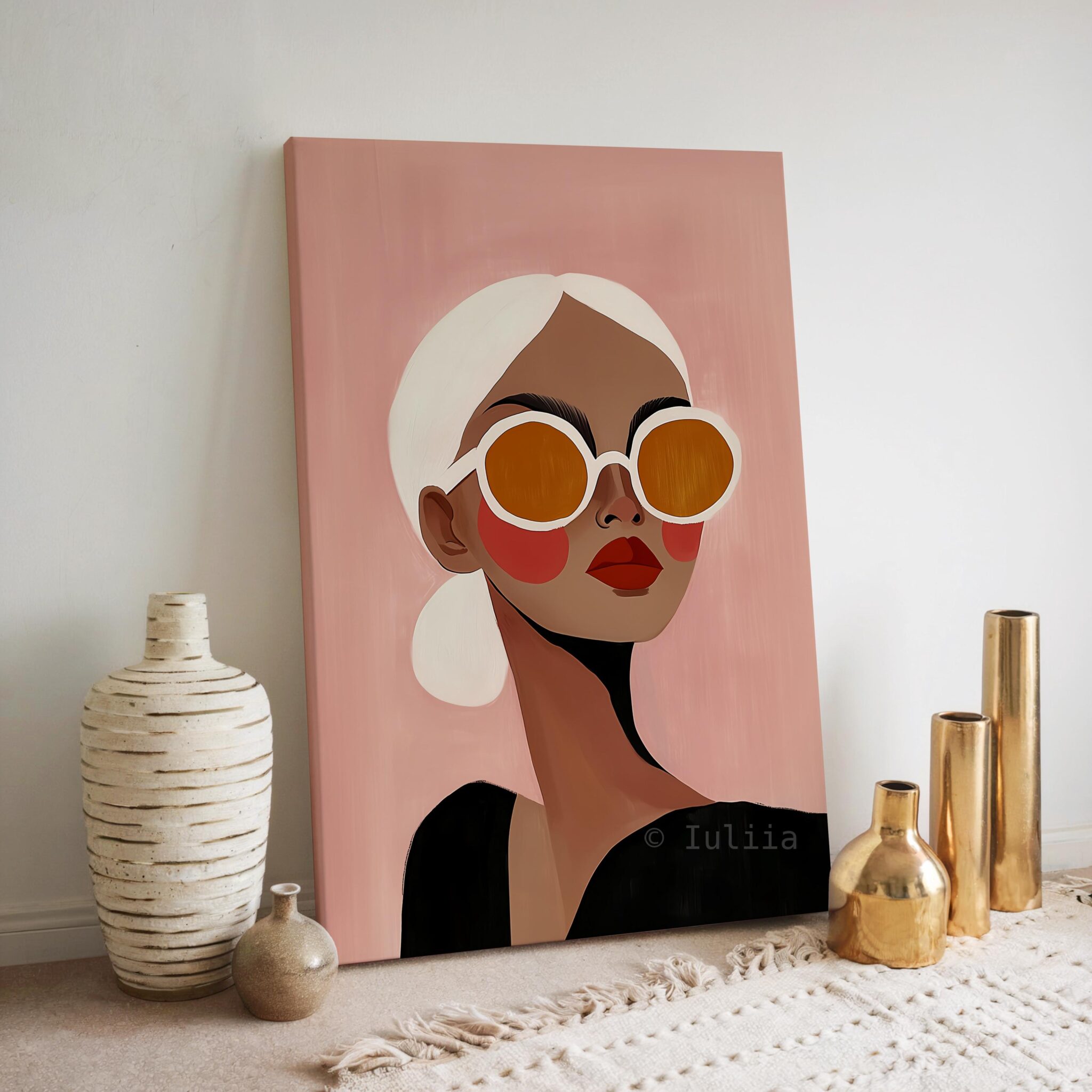 Fashion Canvas Art Three Panels Featuring Repeated Female Portrait in Modern Editorial Style for Chic Bedroom and Stylish Interior Spaces - photo #13
