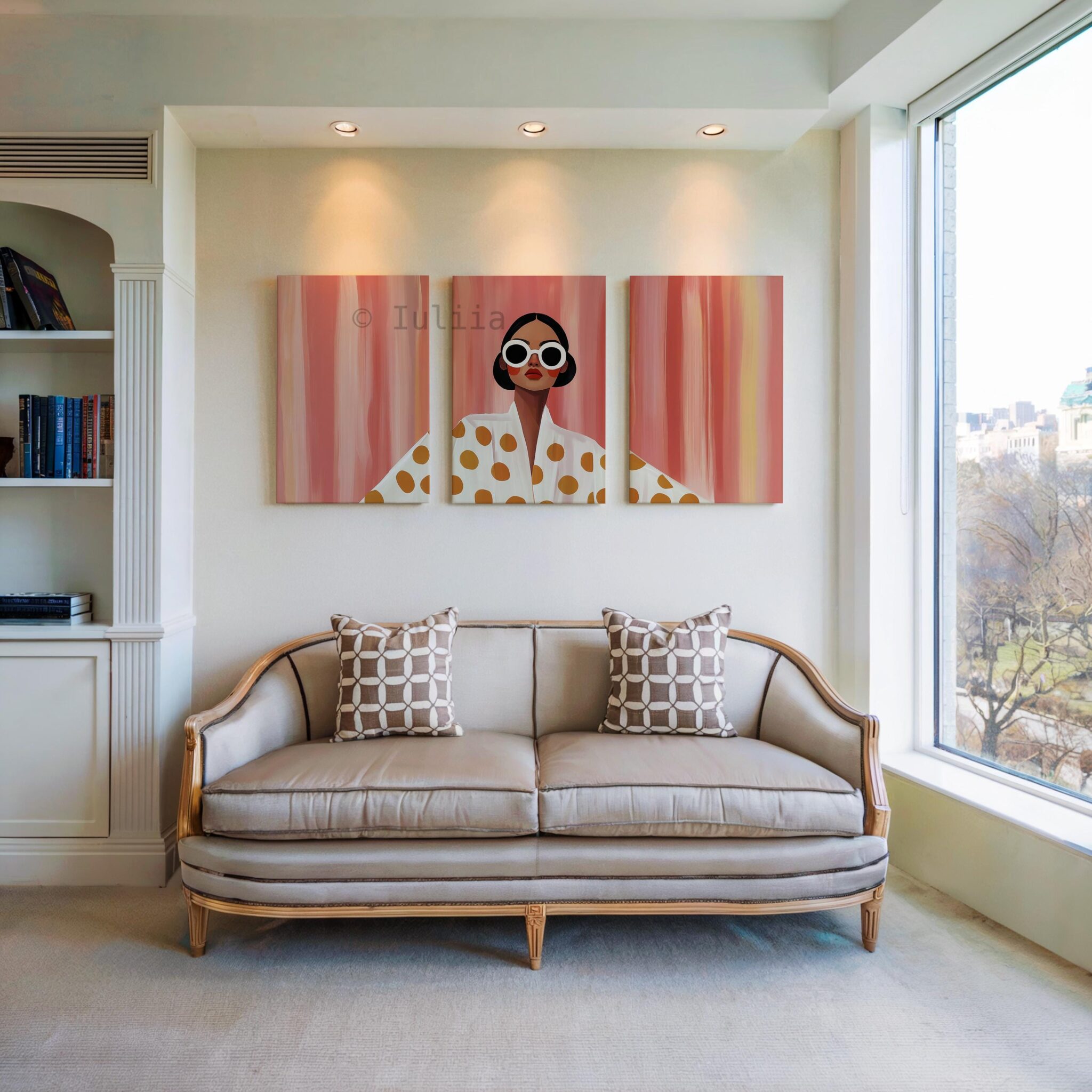 Fashion Wall Art Canvas Set of 3, Modern Woman Portrait Triptych with Bold Colors, Editorial Style Decor for Living Room or Bedroom - photo #2