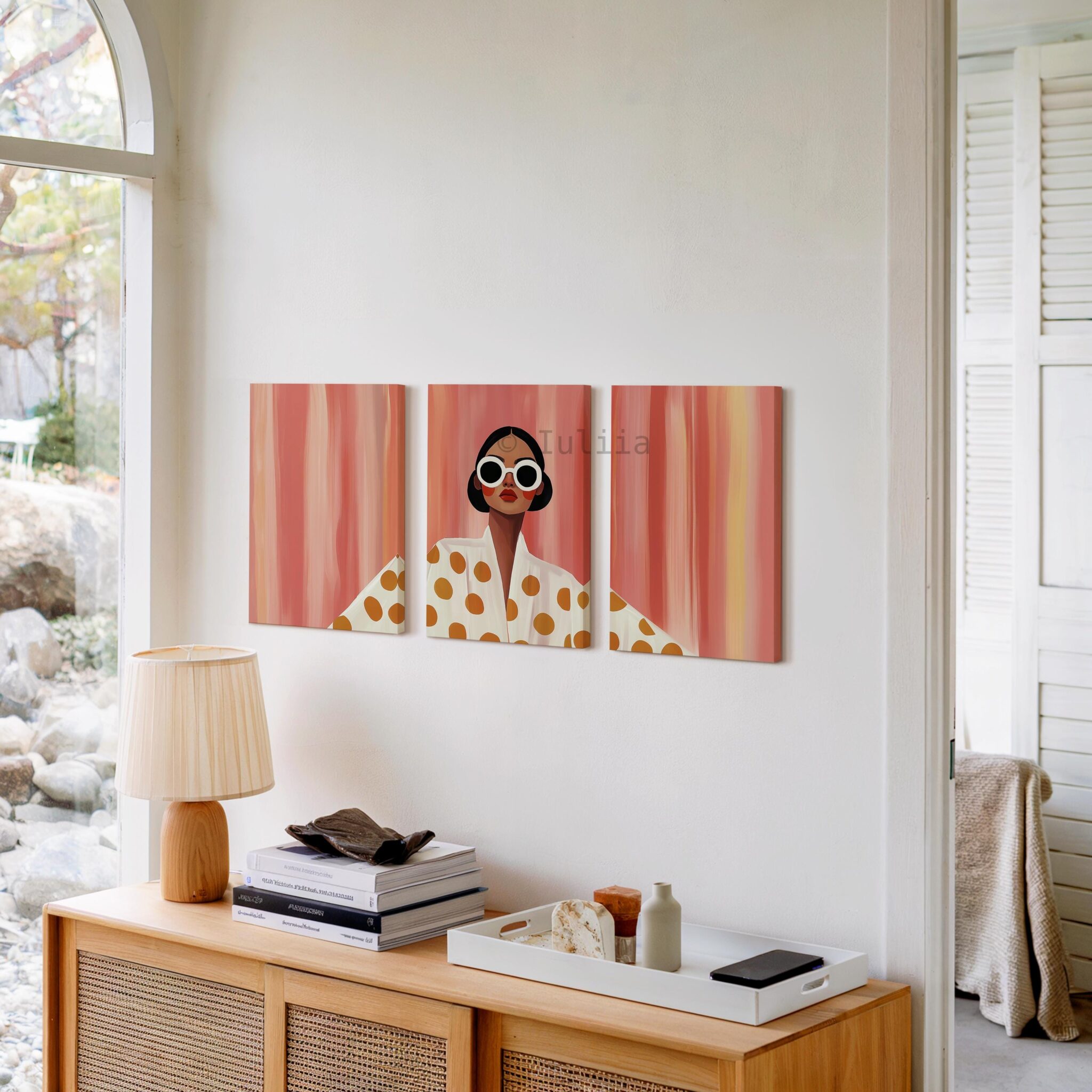 Fashion Wall Art Canvas Set of 3, Modern Woman Portrait Triptych with Bold Colors, Editorial Style Decor for Living Room or Bedroom - photo #9