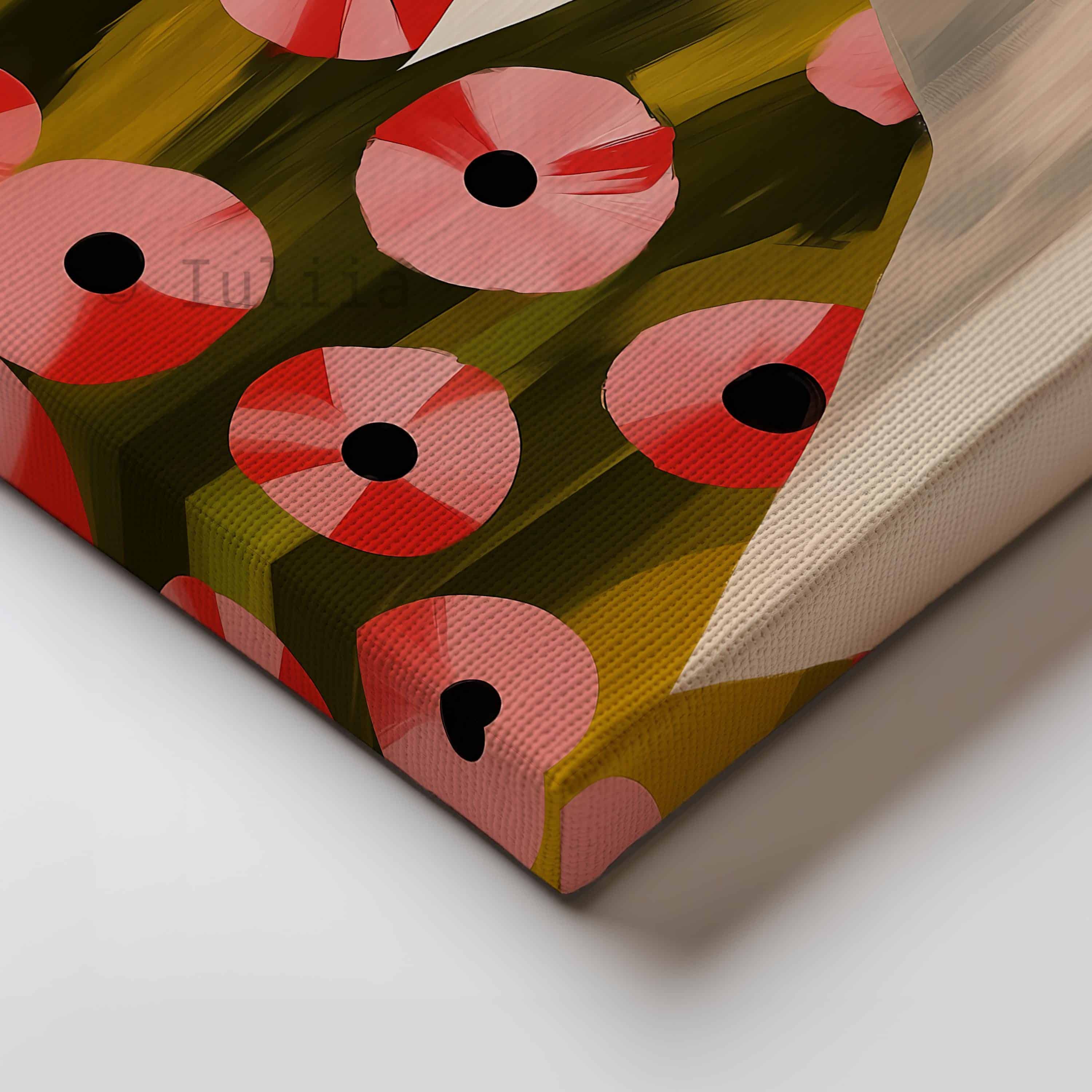 Poppy Flower Art Triptych Canvas, Feminine Portrait Set of 3 in Botanical Garden Style for Warm Living Room Wall Decor - photo #1