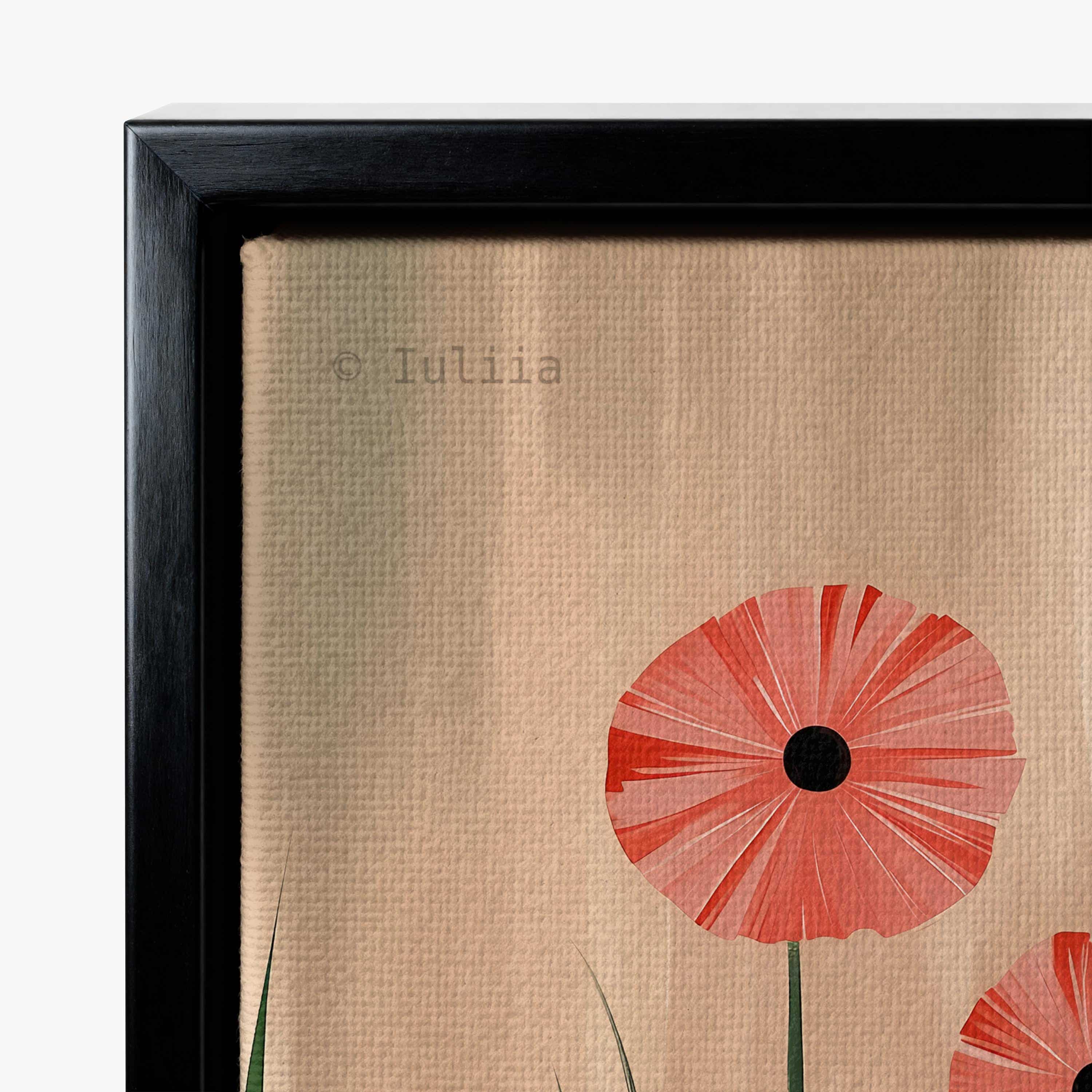 Poppy Flower Art Triptych Canvas, Feminine Portrait Set of 3 in Botanical Garden Style for Warm Living Room Wall Decor - photo #7