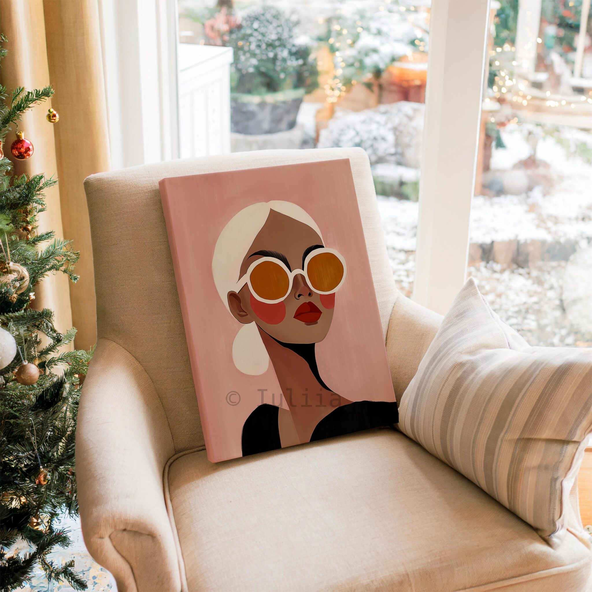 Fashion Canvas Art Three Panels Featuring Repeated Female Portrait in Modern Editorial Style for Chic Bedroom and Stylish Interior Spaces - photo #12