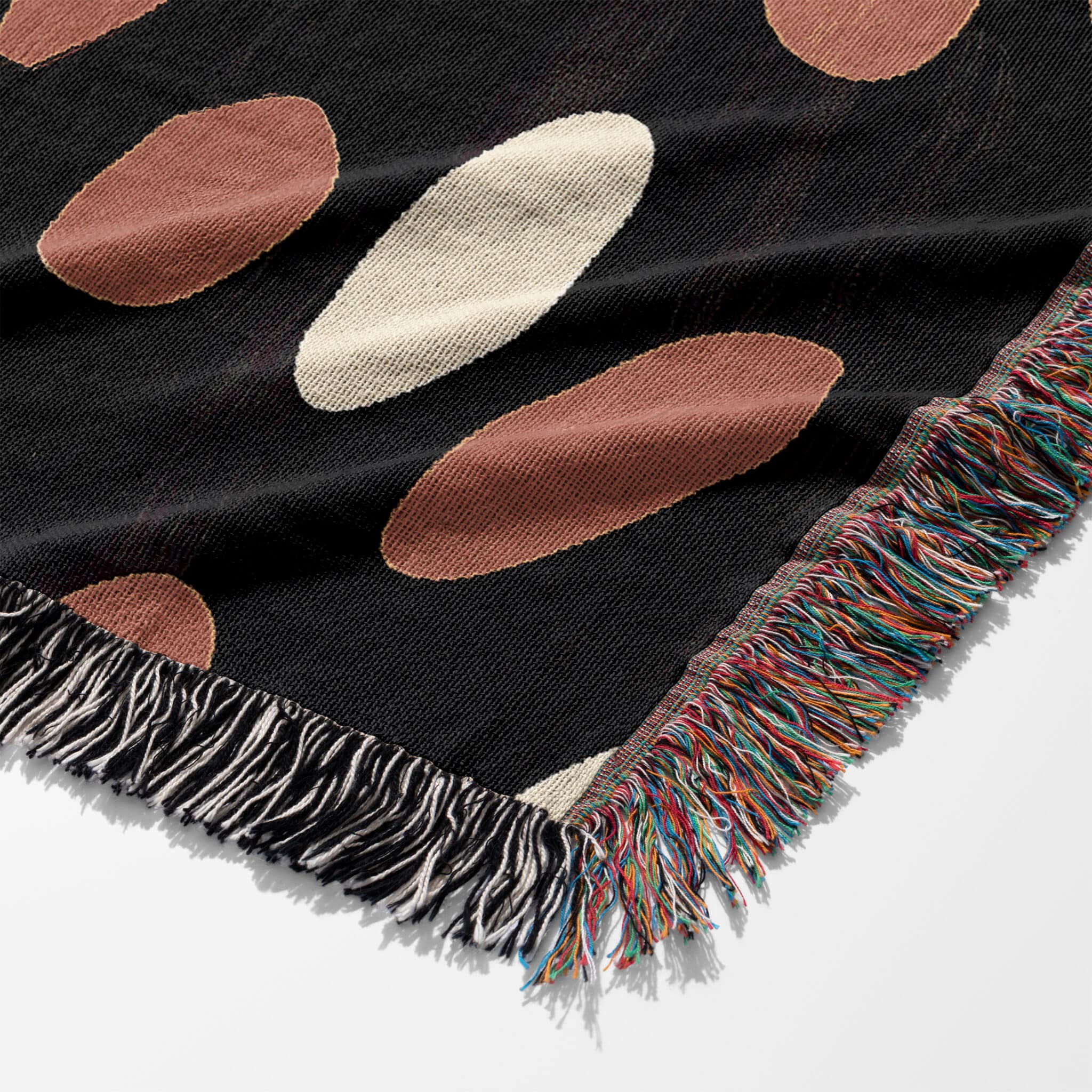 Patterned Throw Blanket Jacquard Woven Cotton, Woman Portrait, Polka Dot Design for Modern Bedroom Living Room Decor - photo #4