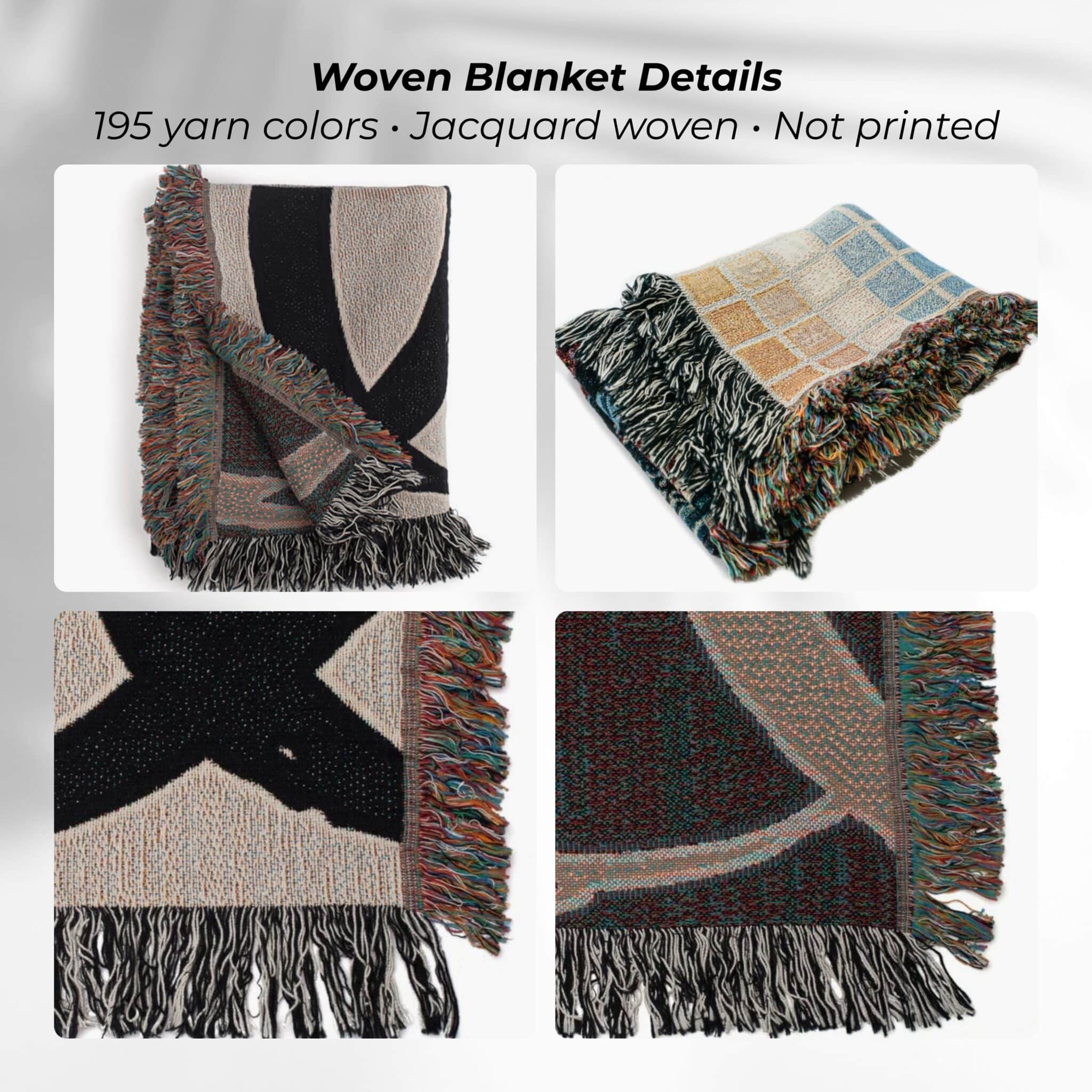 Modern Art Blanket Jacquard Woven Cotton, Serene Woman Portrait, Minimalist Botanical Decor for Bedroom Living Room - photo #7