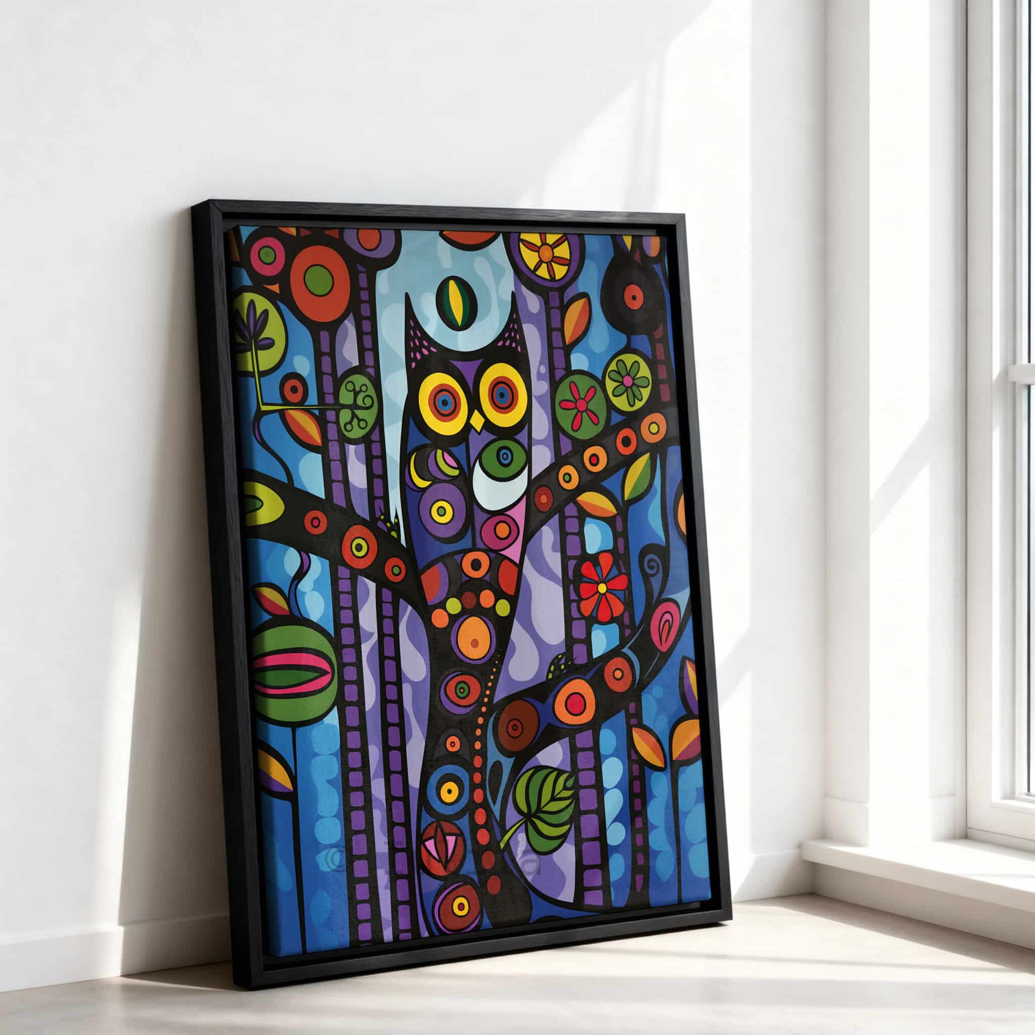 Wisdom Owl Print on Canvas Colorful Forest Owl Artwork, Symbolic Woodland Bird Decor, Nature Inspired Wall Art - photo #7