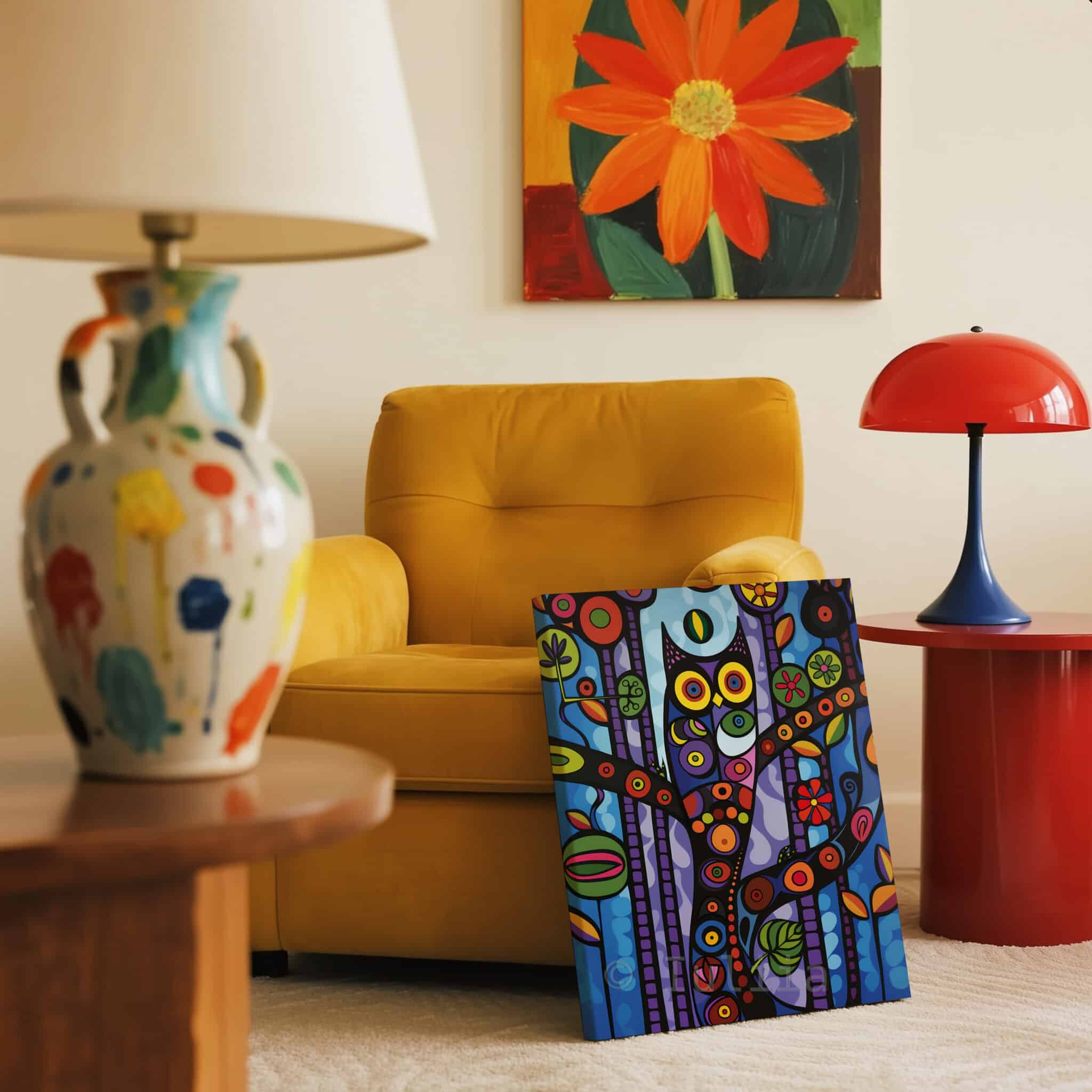 Wisdom Owl Print on Canvas Colorful Forest Owl Artwork, Symbolic Woodland Bird Decor, Nature Inspired Wall Art - photo #12