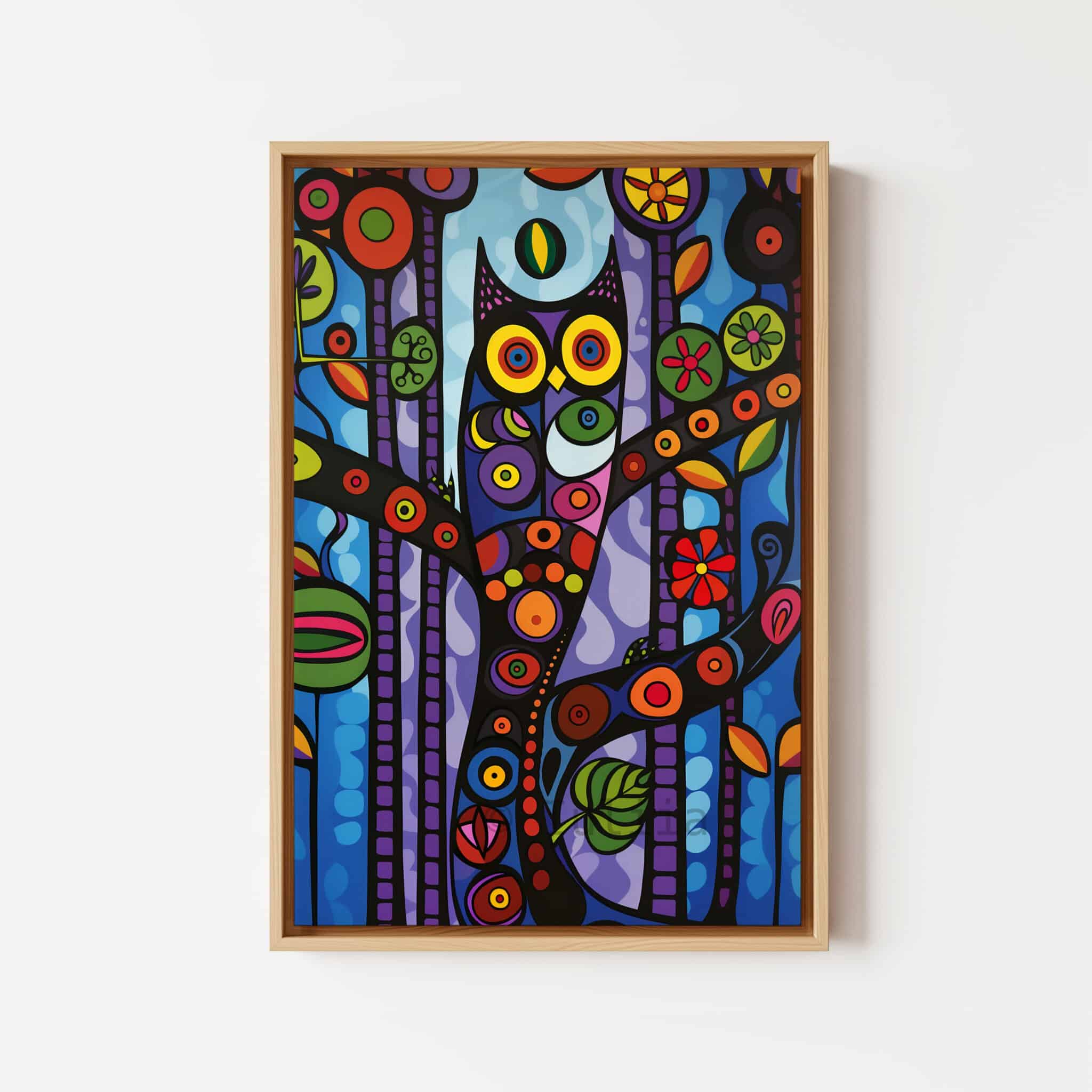 Wisdom Owl Print on Canvas Colorful Forest Owl Artwork, Symbolic Woodland Bird Decor, Nature Inspired Wall Art - photo #11