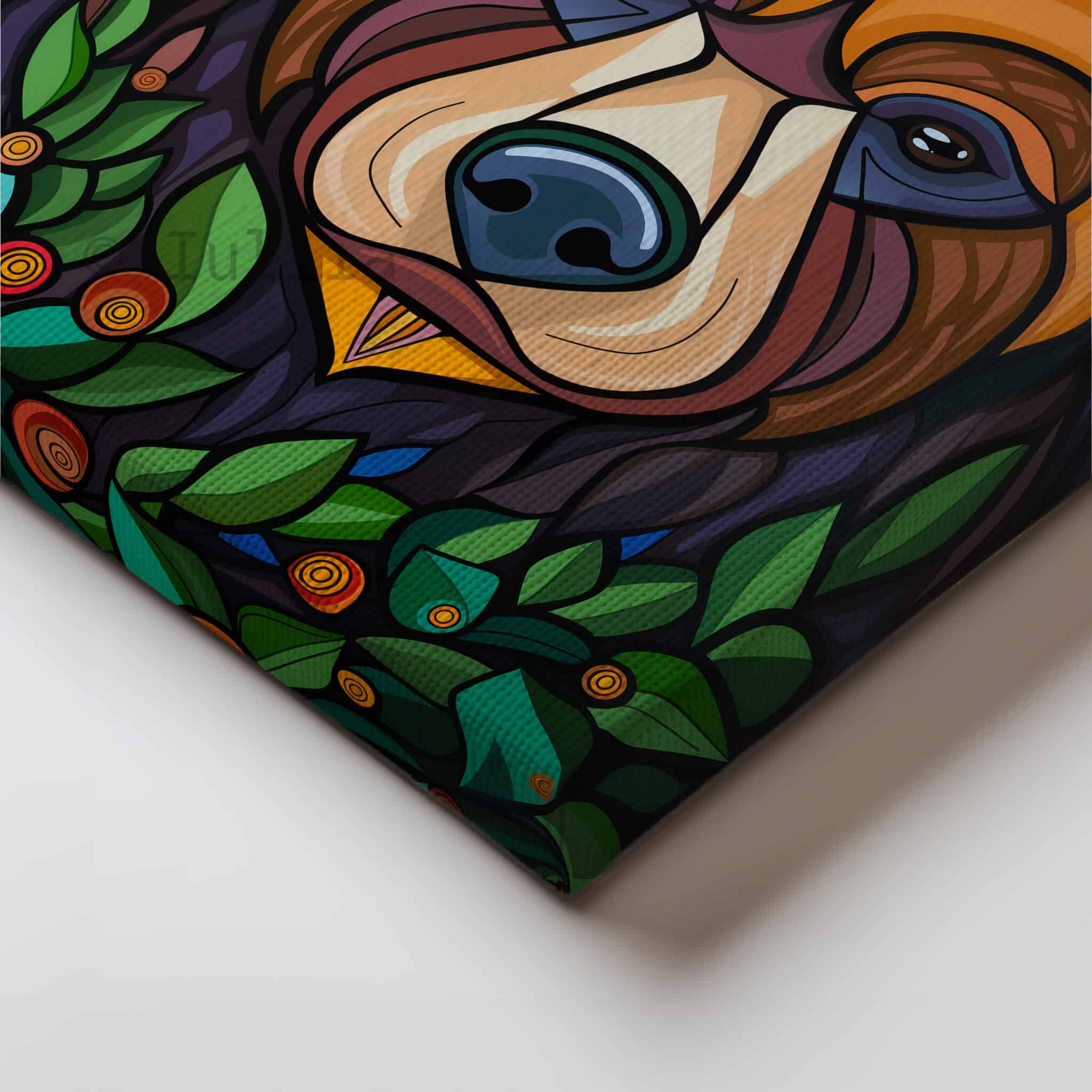 Woodland Bear Canvas Wall Art Forest Animal Framed Artwork, Colorful Wildlife Portrait, Nature Inspired Lodge Decor - photo #1