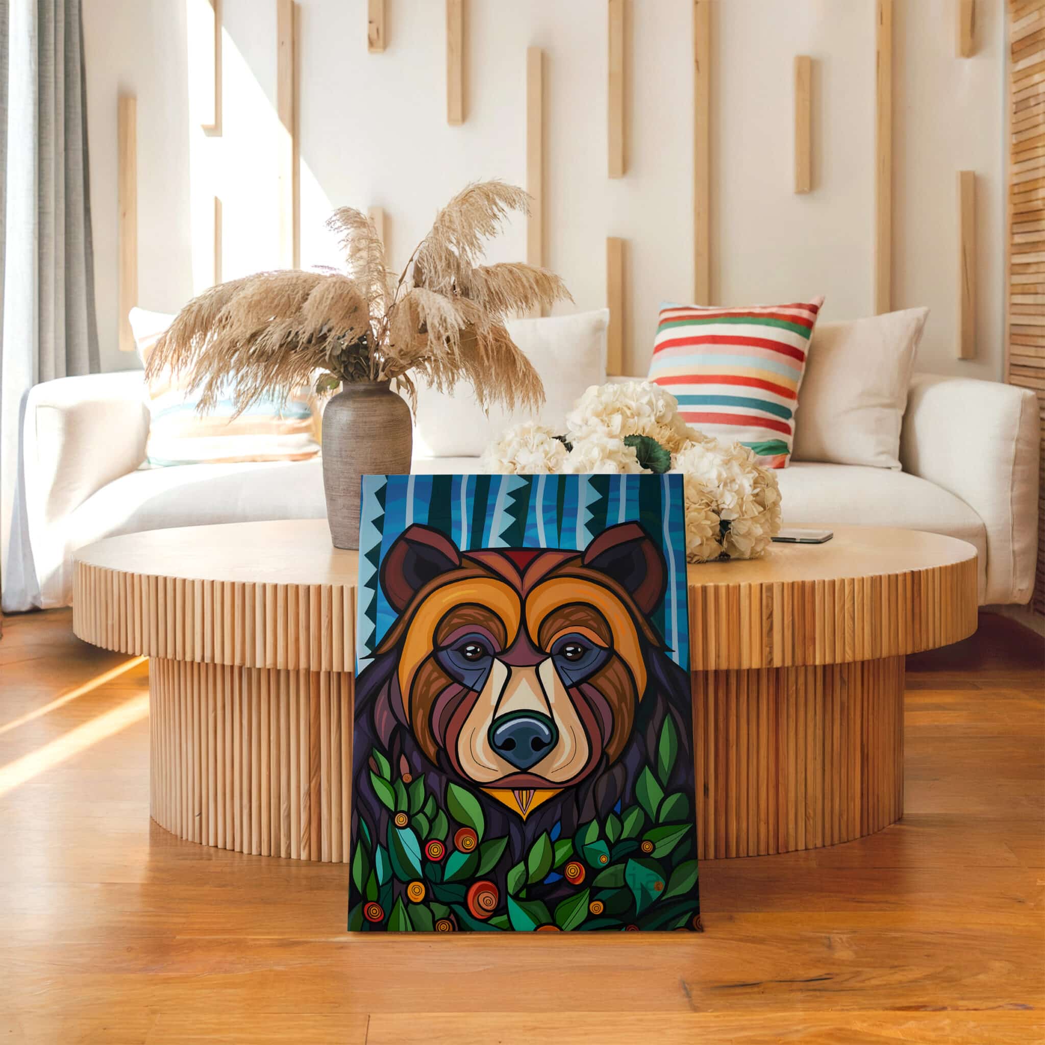 Woodland Bear Canvas Wall Art Forest Animal Framed Artwork, Colorful Wildlife Portrait, Nature Inspired Lodge Decor - photo #10