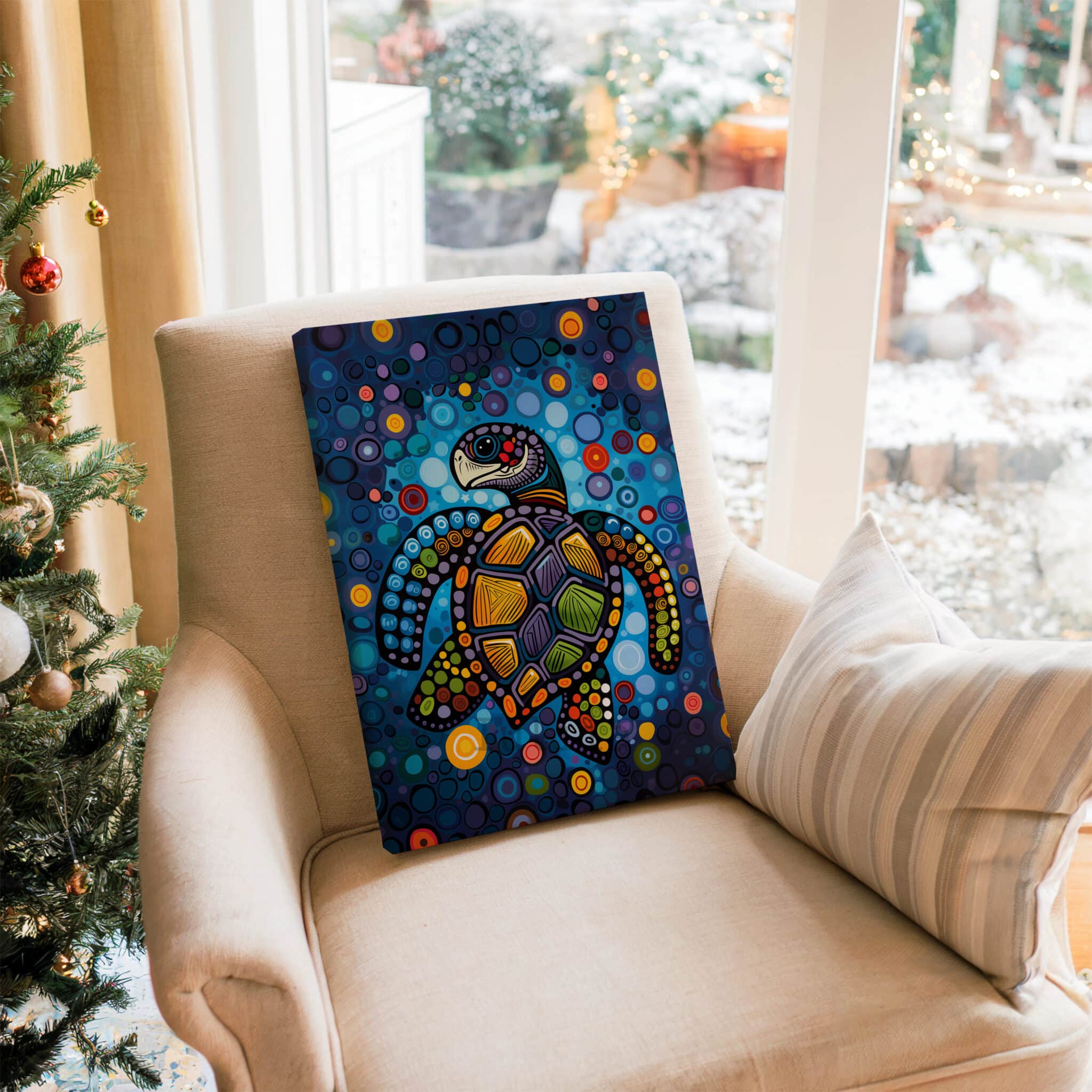 Sea Turtle Canvas Print, Colorful Ocean Wildlife Wall Art, Canadian Aboriginal Inspired Coastal Decor, Living Room Artwork - photo #16