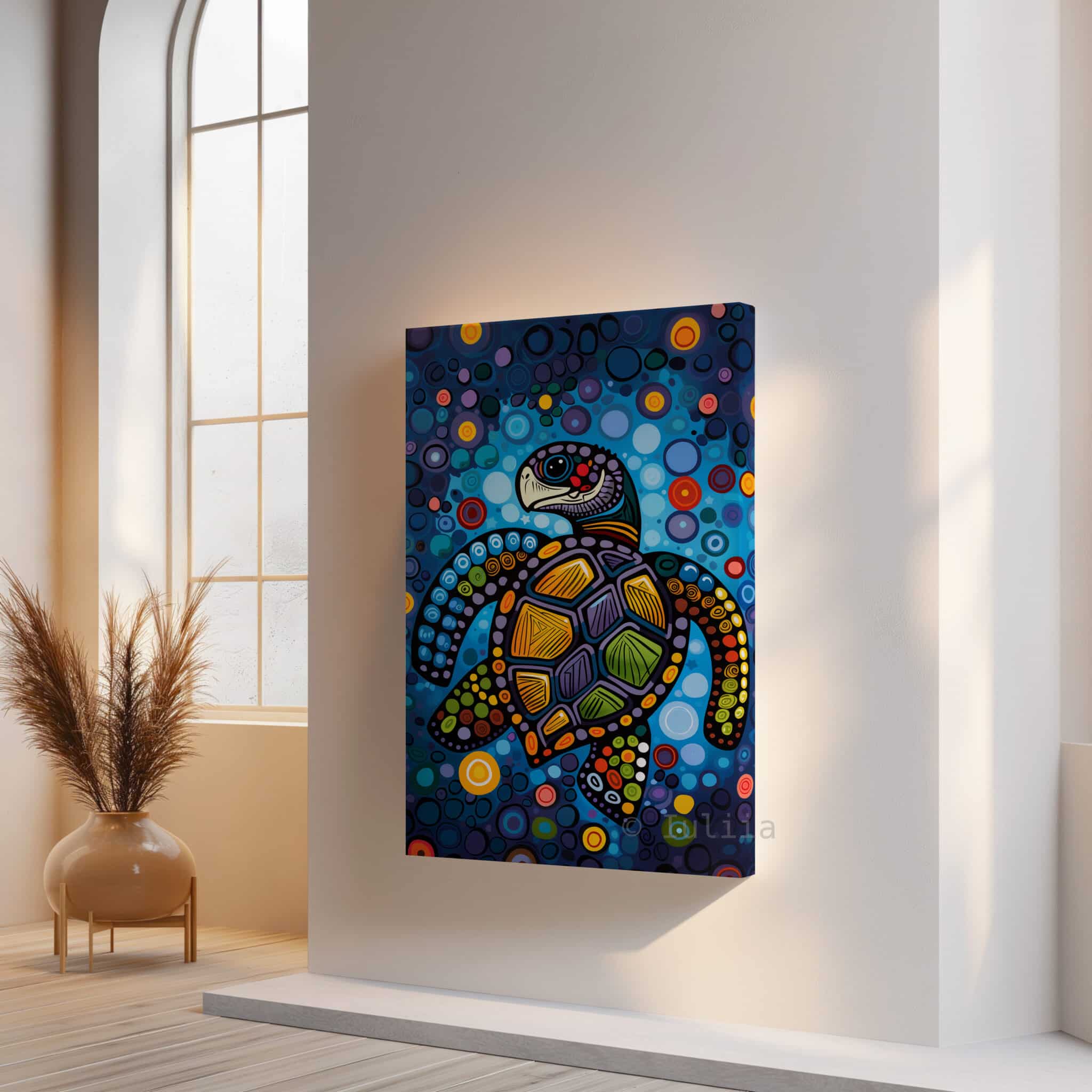 Sea Turtle Canvas Print, Colorful Ocean Wildlife Wall Art, Canadian Aboriginal Inspired Coastal Decor, Living Room Artwork - photo #14